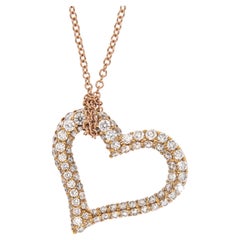 Heavy 18 Karat Rose Gold 0.76 Cttw. Pave' Diamond Floating Heart Necklace