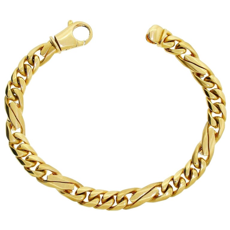 Heavy 18 Karat Solid Gold Fancy Miami Link Men's Bracelet Italy 51.2 Grams For Sale at 1stdibs