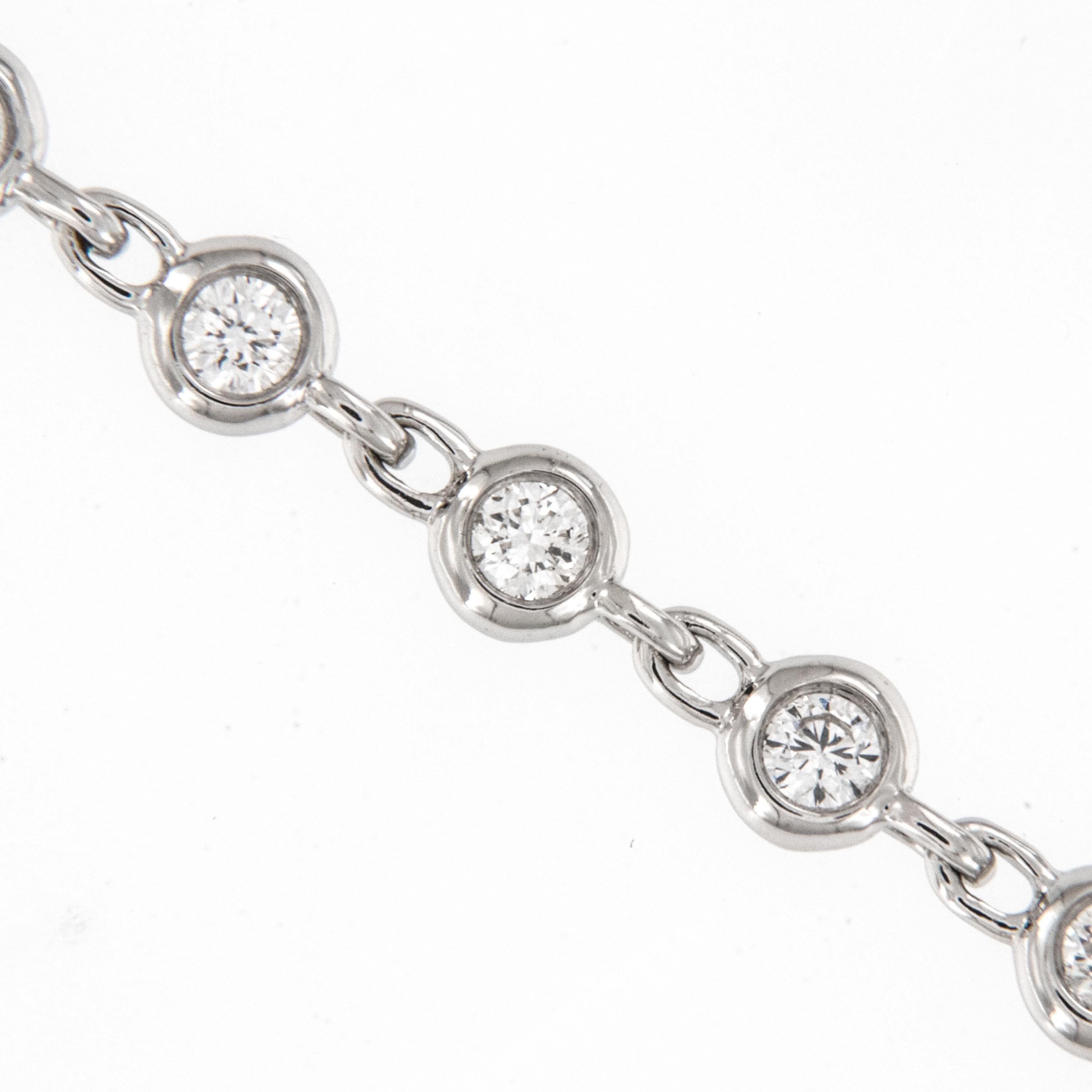 Contemporary Heavy 18 Karat White Gold Unique 2.50 Cttw. Diamonds By The Yard Necklace For Sale