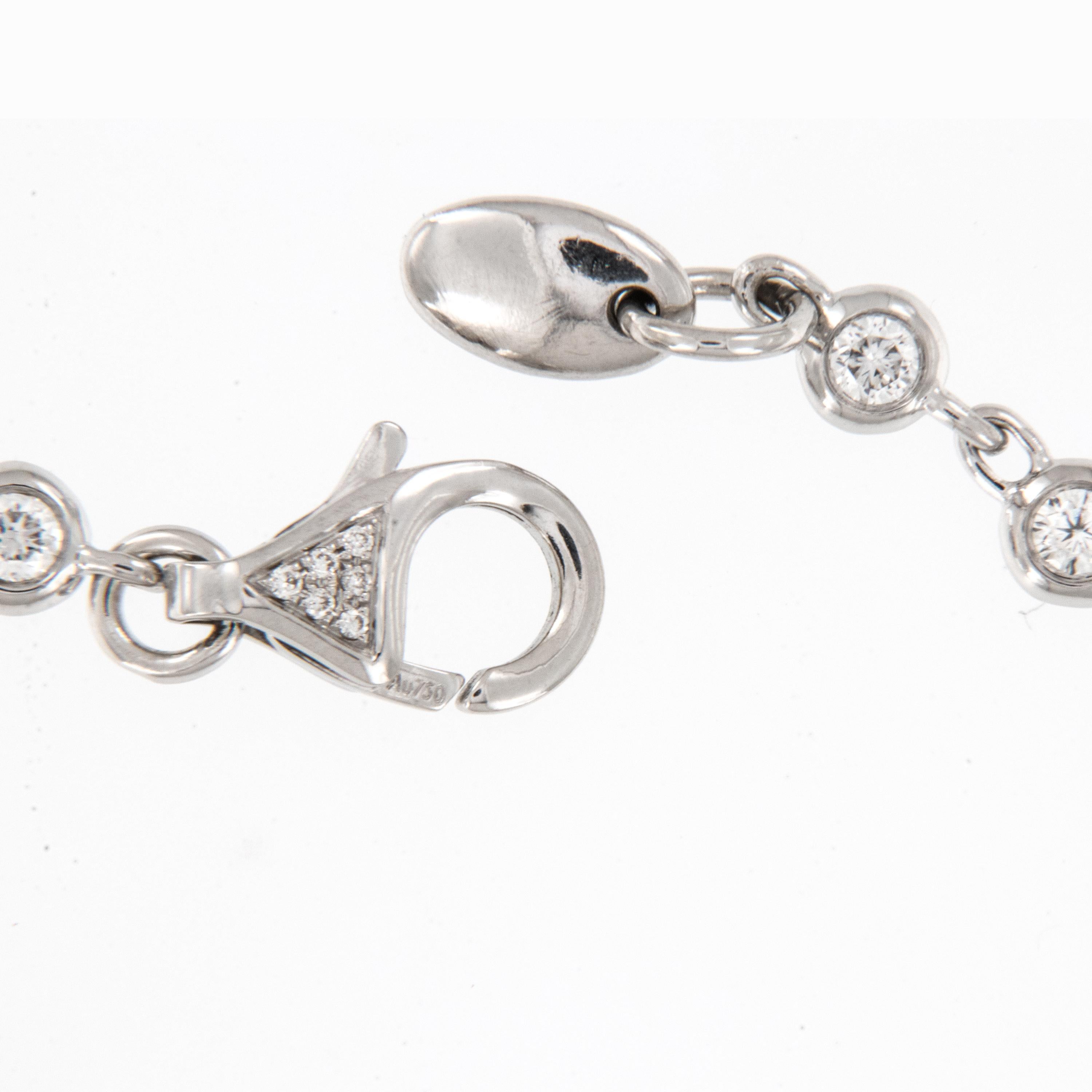Round Cut Heavy 18 Karat White Gold Unique 2.50 Cttw. Diamonds By The Yard Necklace For Sale