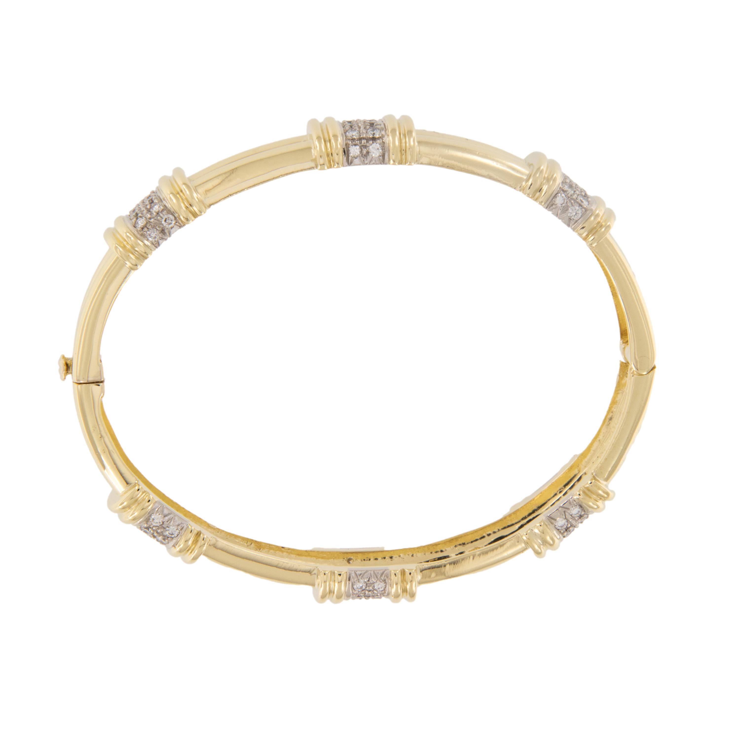 Contemporain Bracelet jonc à six chaînes en or jaune 18 carats avec diamants 0,75 carat poids total en vente
