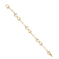 Heavy 18 Karat Yellow Gold 1.15 Cttw Diamond Italian made Stirrup Motif Bracelet