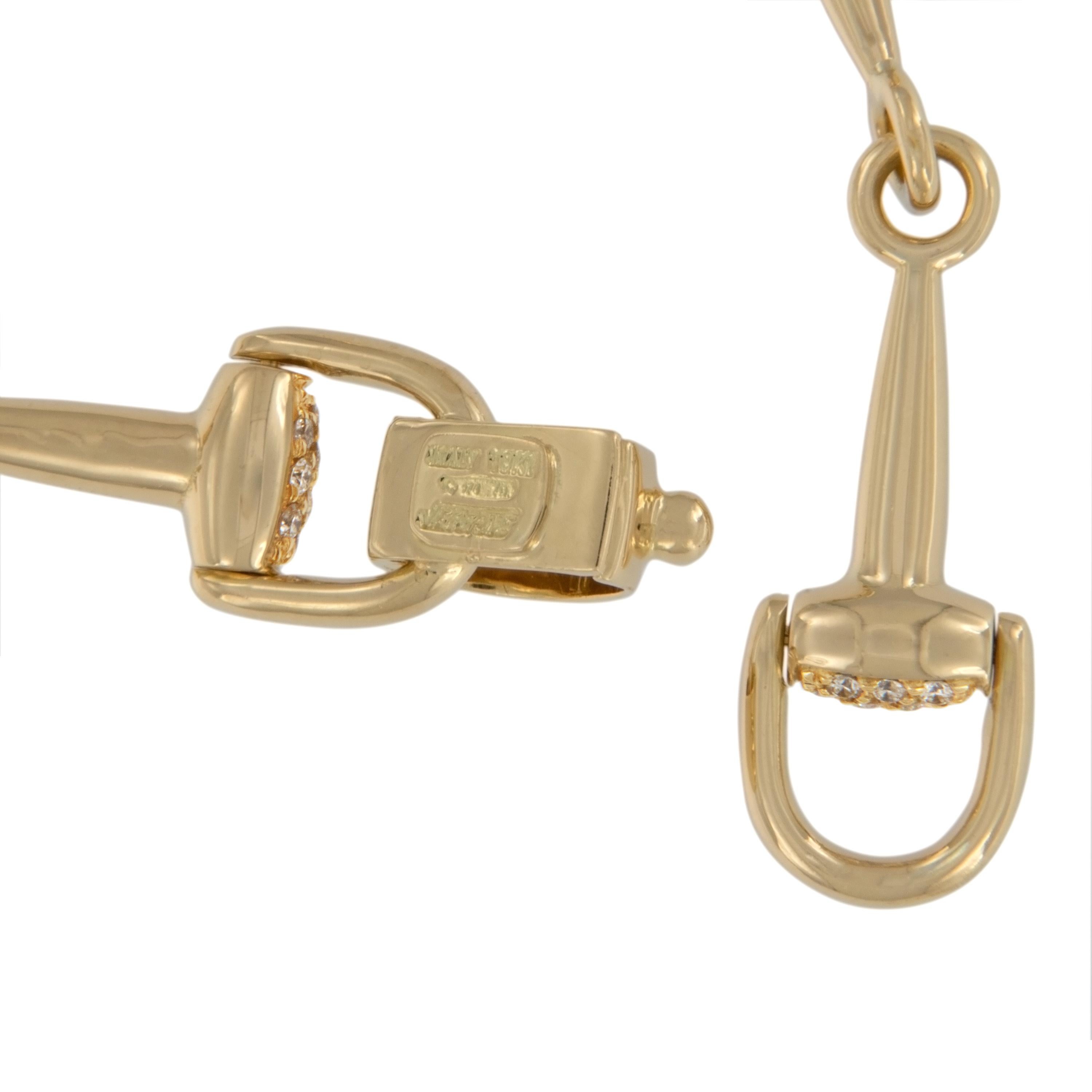 Bracelet à motif étrier en or jaune 18 carats et diamants de 1,15 carat, fabrication italienne Neuf à Troy, MI