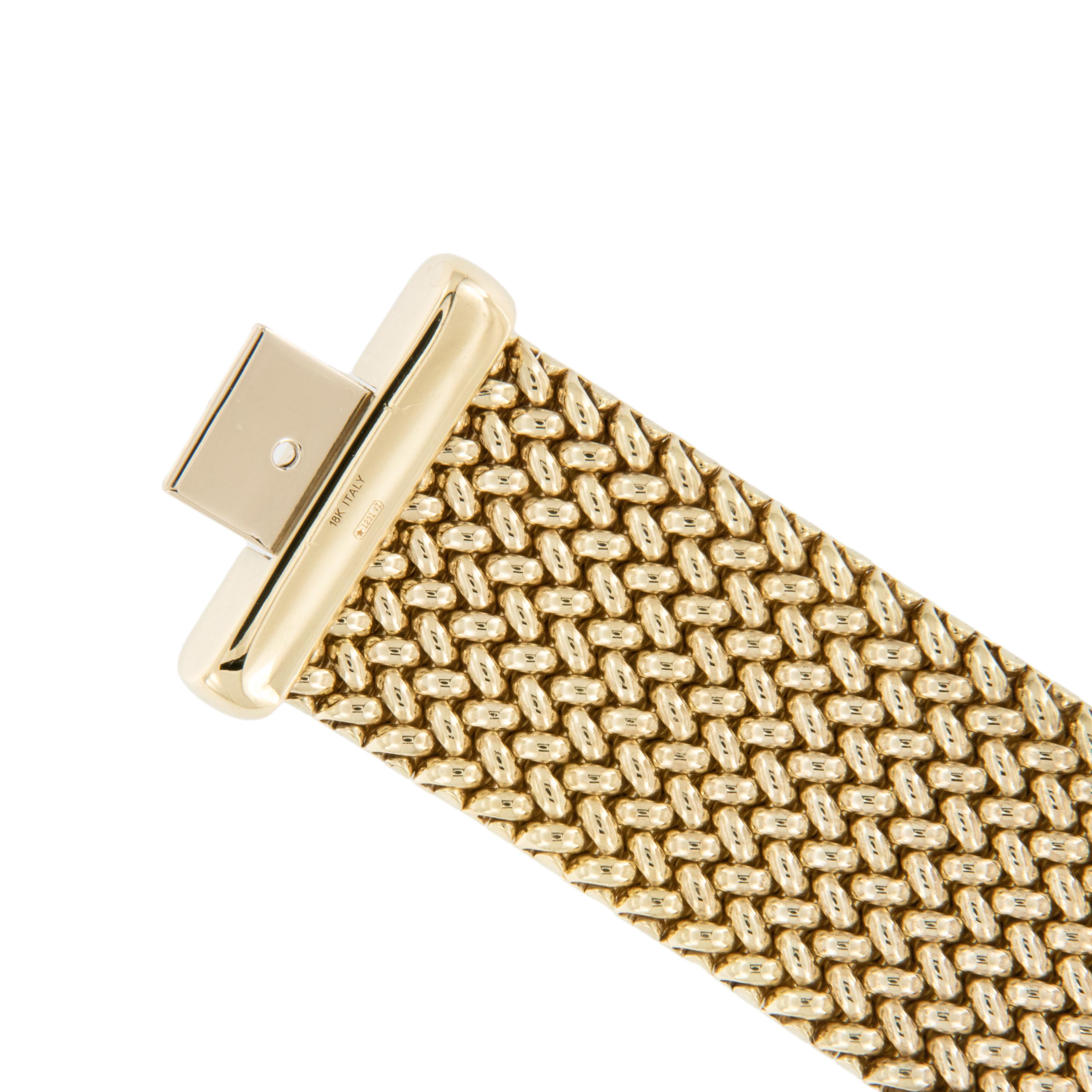 Heavy 18 Karat Yellow Gold 1.20 Cttw Diamond Mesh Bracelet Made in Italy In New Condition In Troy, MI