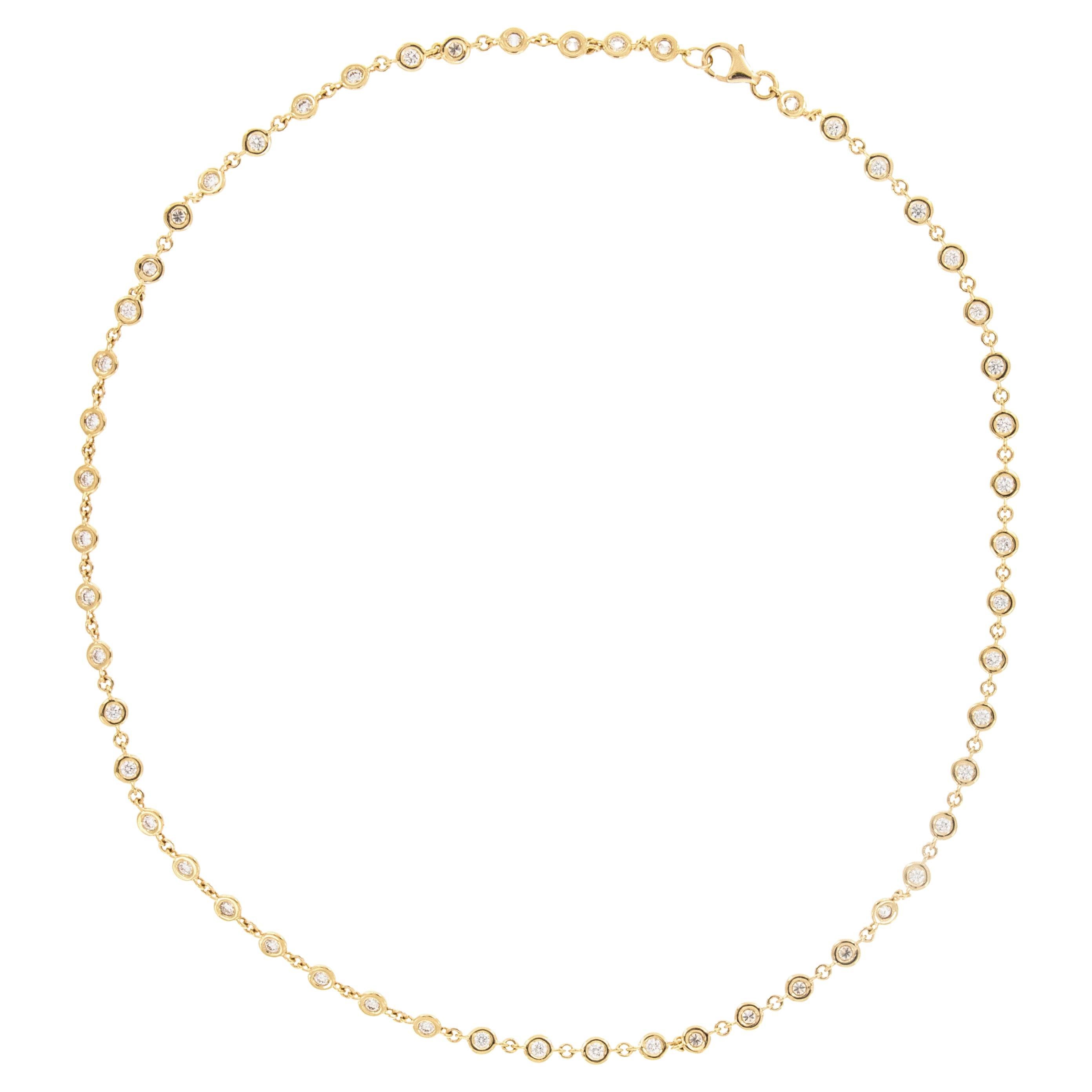 Heavy 18 Karat Yellow Gold 1.97 Cttw VS F-G Diamonds by the Yard Necklace
