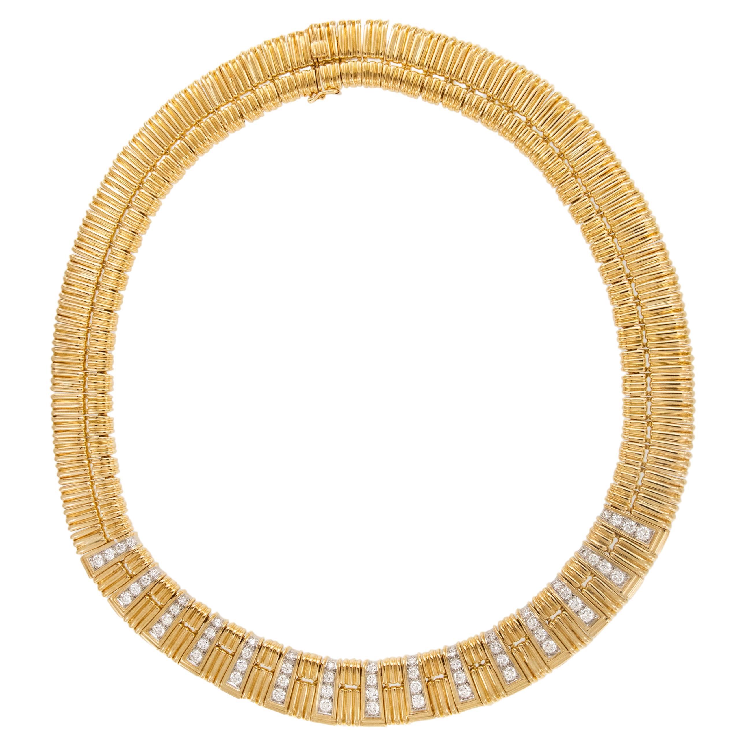 Heavy, 18 Karat Yellow Gold 3.25 Cttw Diamond Collar Necklace