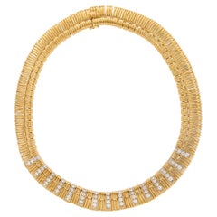Heavy, 18 Karat Yellow Gold 3.25 Cttw Diamond Collar Necklace