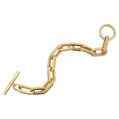 Bracelet à maillons rectangulaires en or jaune 18 carats avec diamants