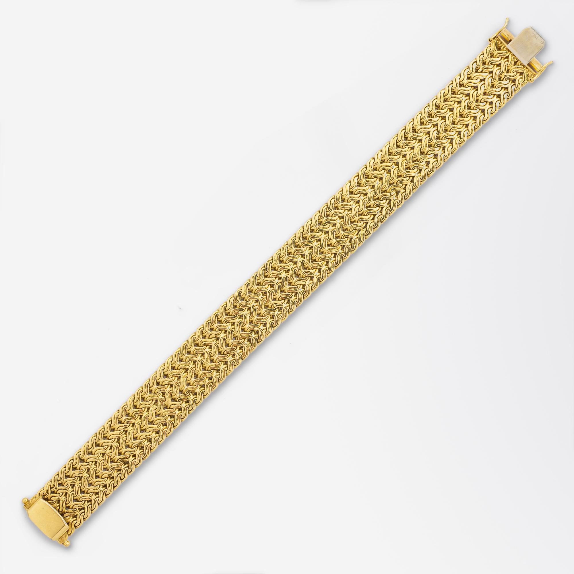 Modern Heavy 18 Karat Yellow Gold Woven Bracelet For Sale