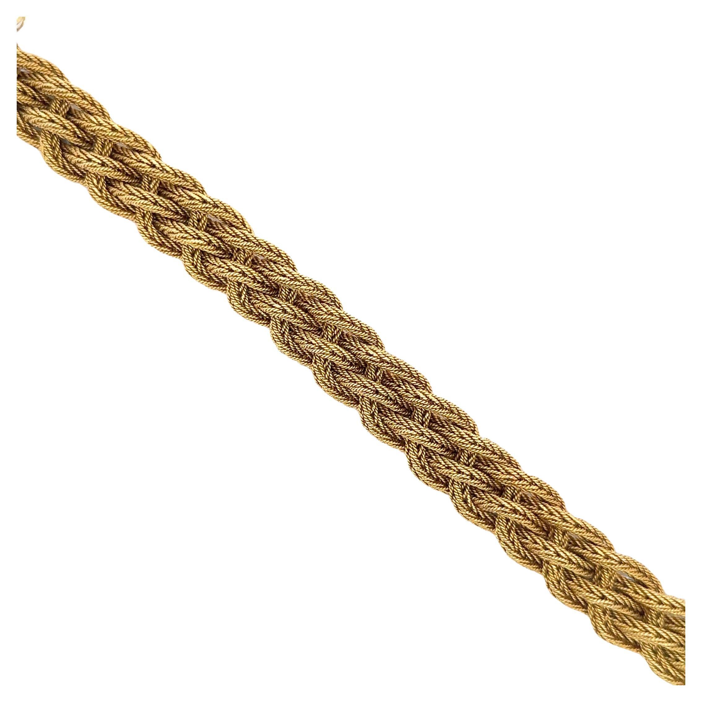 Contemporary Heavy 18 Karat Yellow Gold Woven Braided Bracelet 77.7 Grams  For Sale