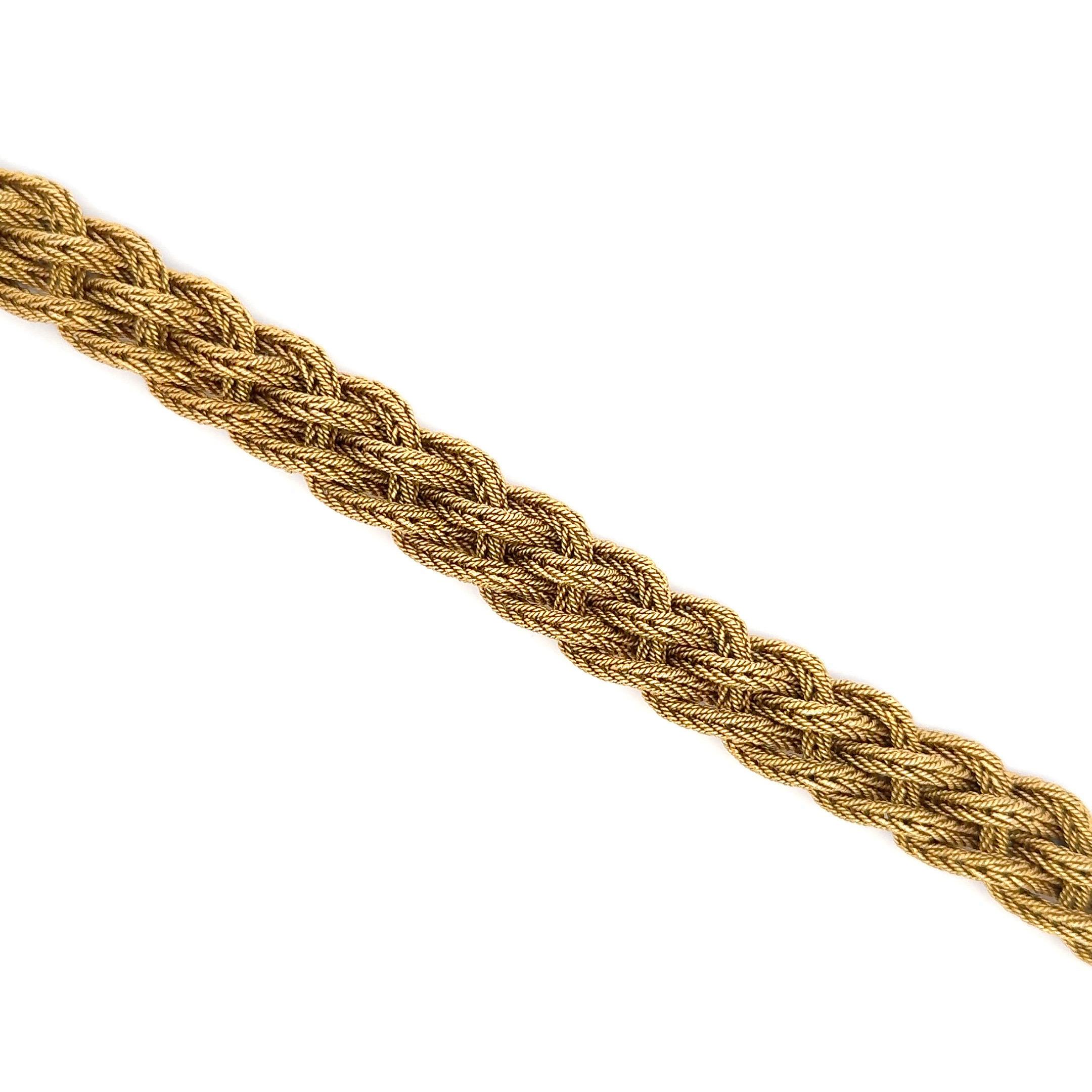 Schweres gewebtes geflochtenes Armband aus 18 Karat Gelbgold 77.7 Gramm  Damen im Angebot