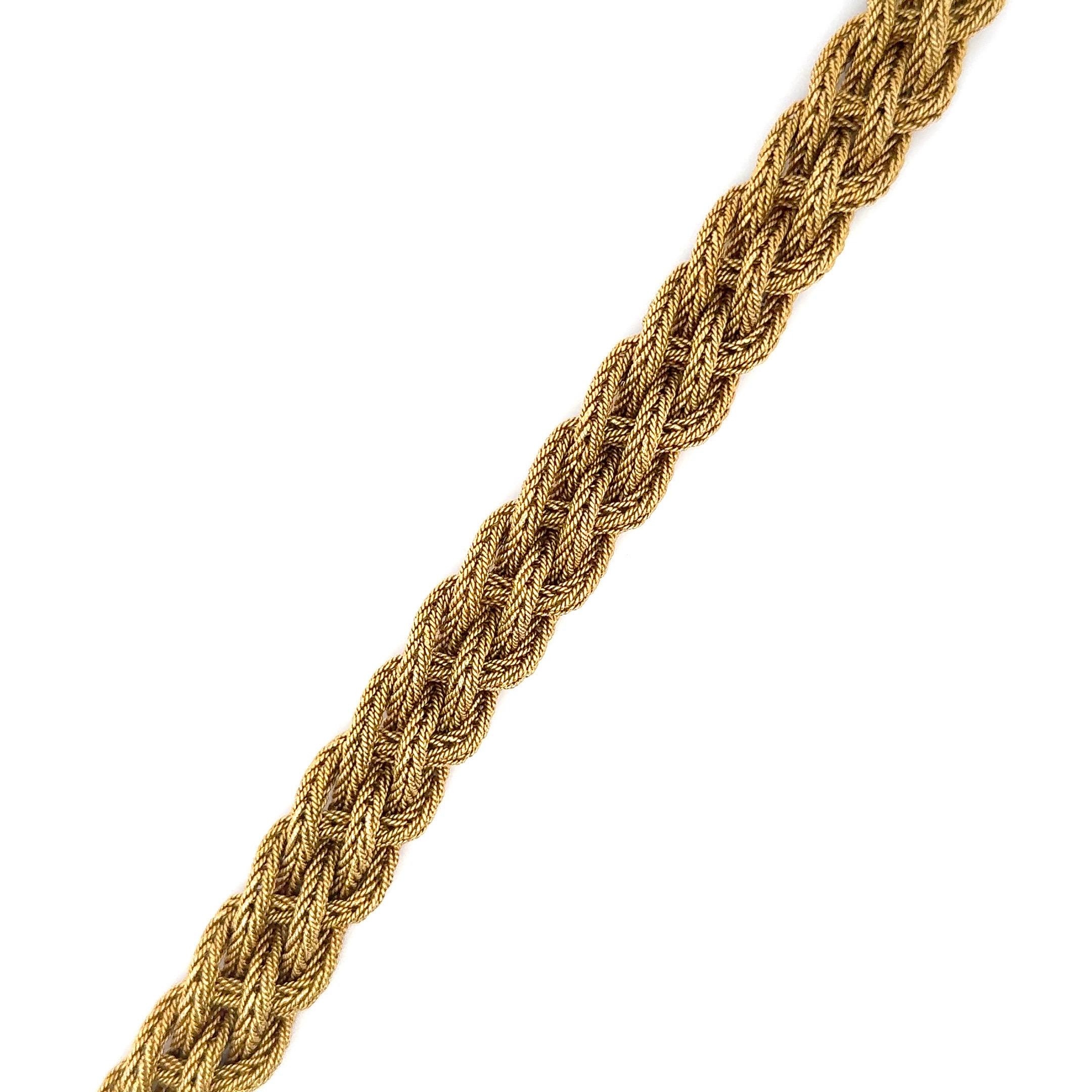 Women's Heavy 18 Karat Yellow Gold Woven Braided Bracelet 77.7 Grams  For Sale