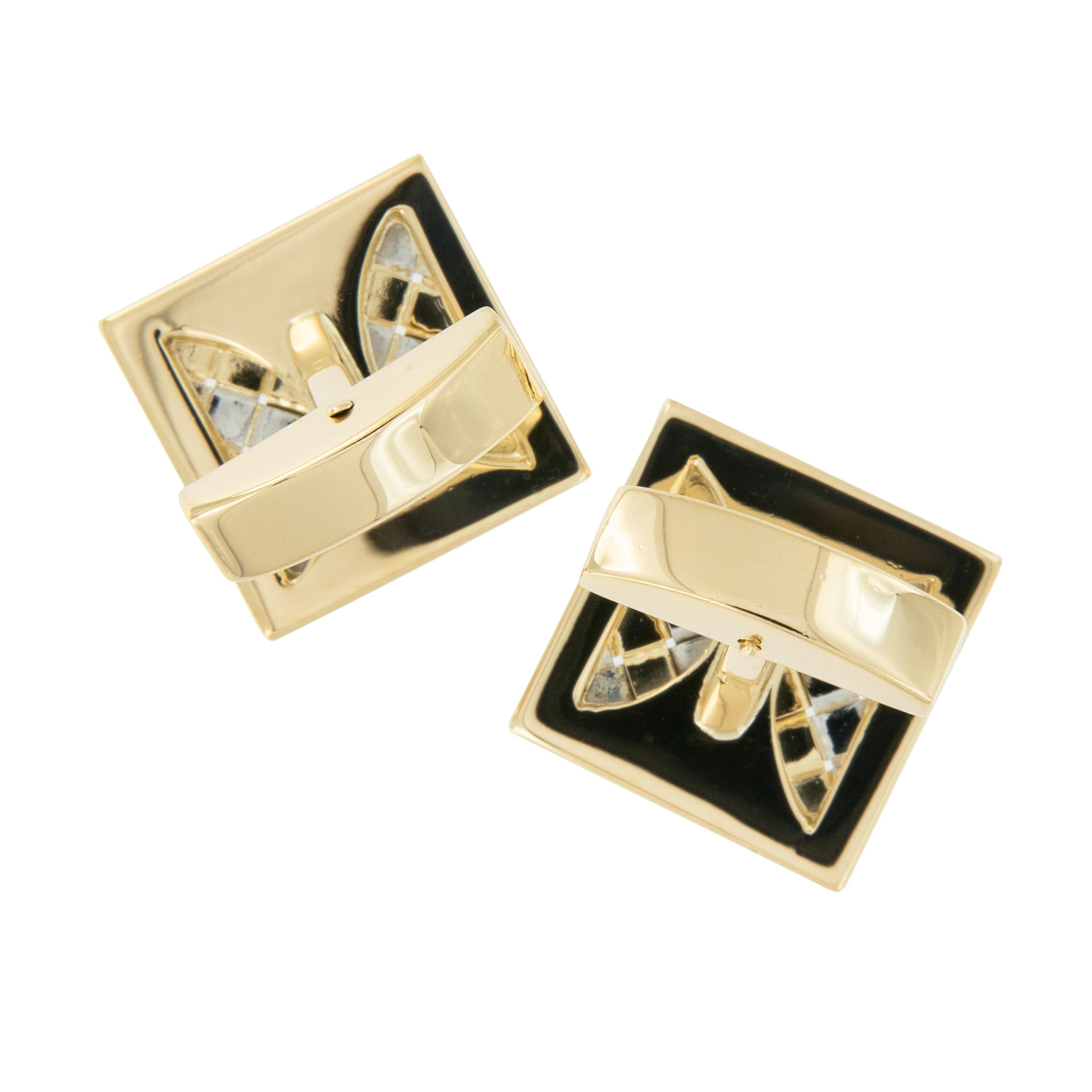 Heavy 18 Karat Yellow and White Gold Woven Style Handmade Cufflinks by Schubot In Excellent Condition For Sale In Troy, MI