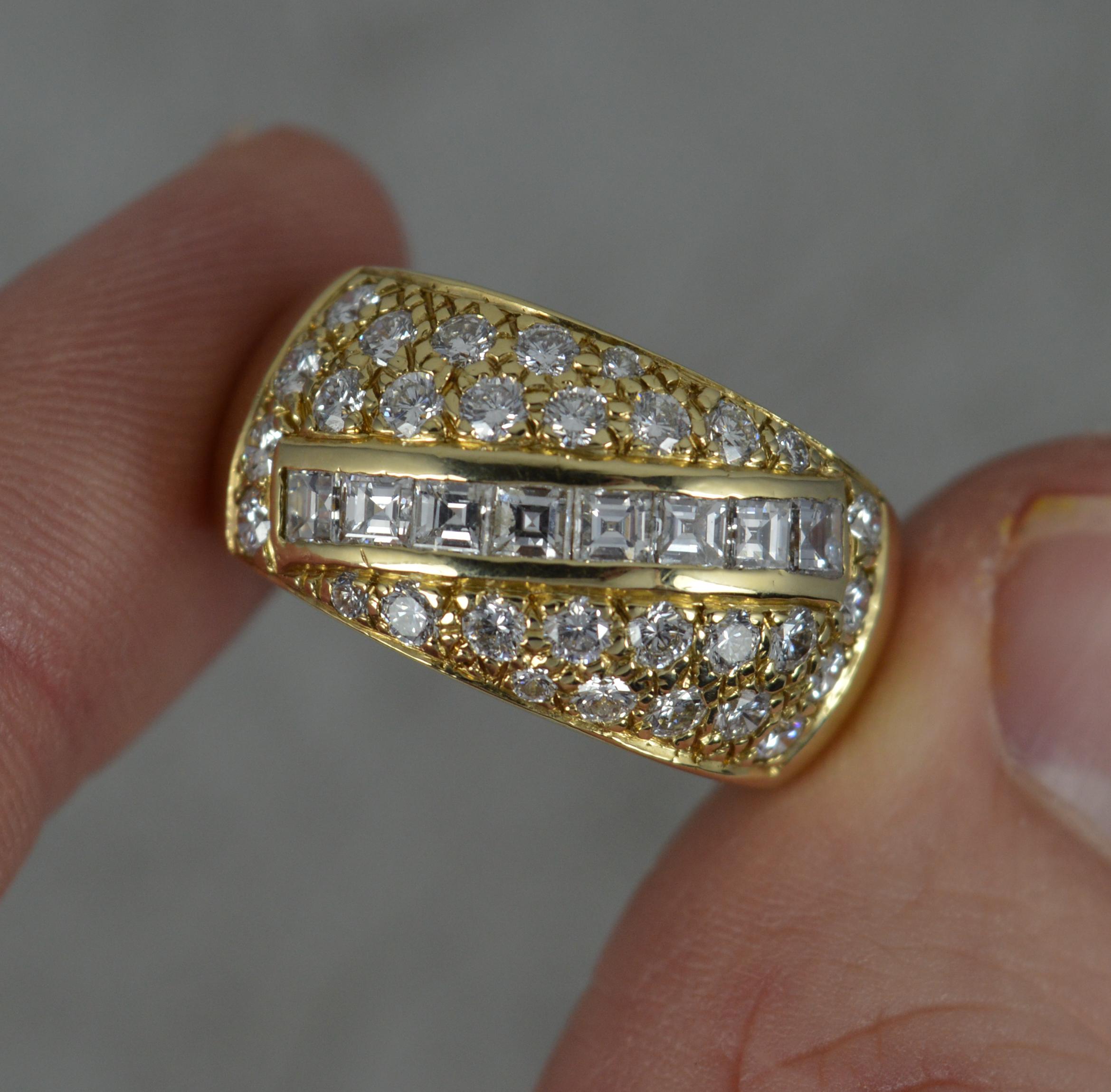 Heavy 1.85 Carat Diamond and 14 Carat Gold Bombe Cluster Ring For Sale 4