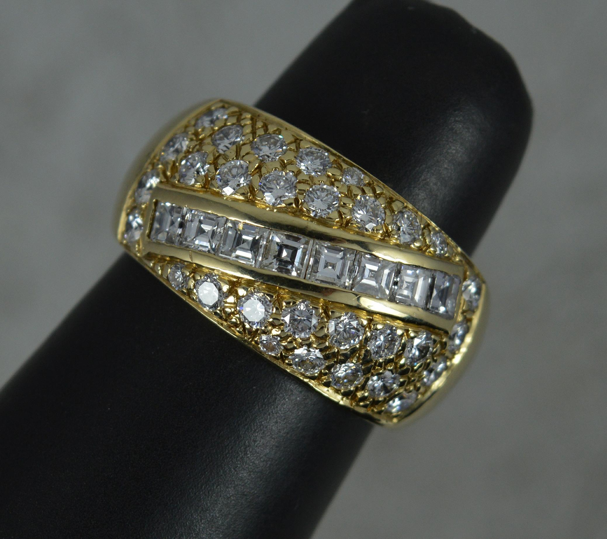 Heavy 1.85 Carat Diamond and 14 Carat Gold Bombe Cluster Ring For Sale 5