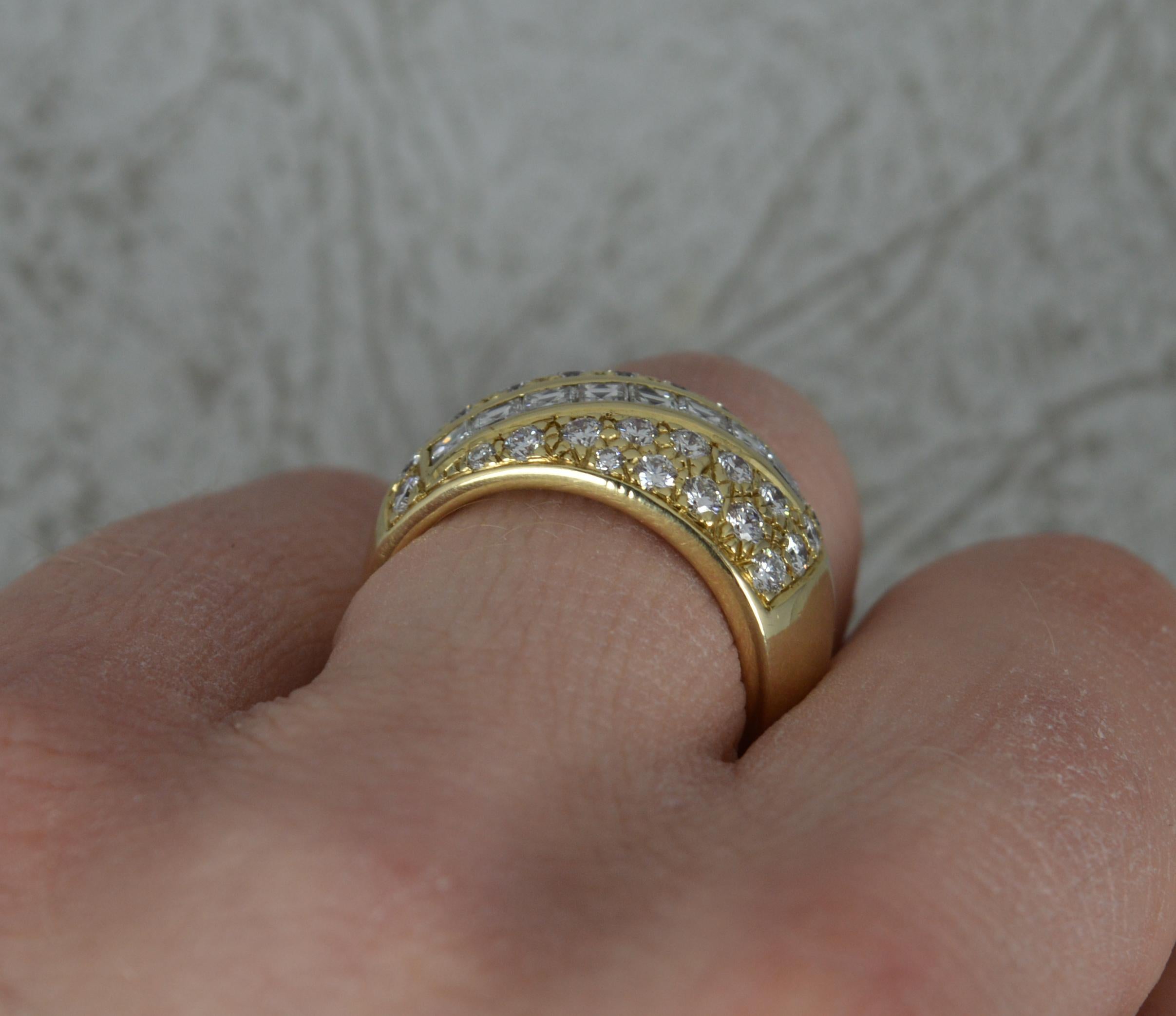 Contemporary Heavy 1.85 Carat Diamond and 14 Carat Gold Bombe Cluster Ring For Sale