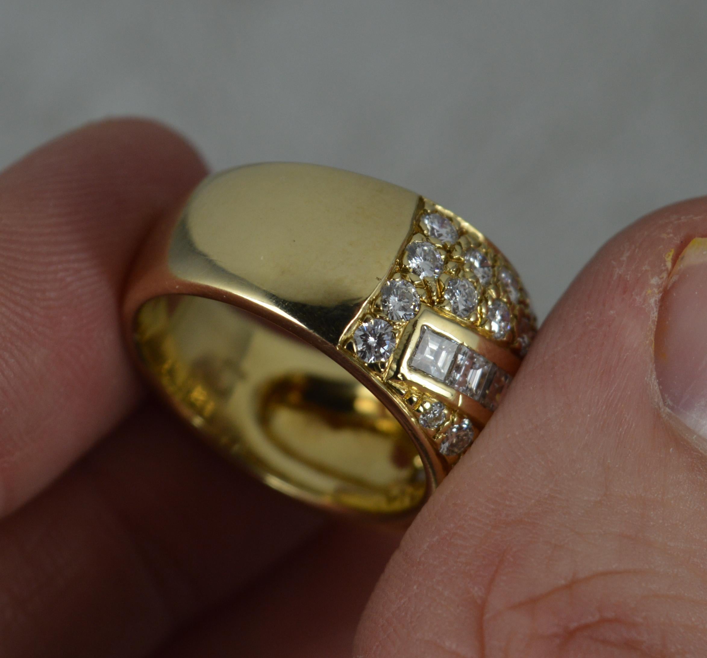 Heavy 1.85 Carat Diamond and 14 Carat Gold Bombe Cluster Ring For Sale 2