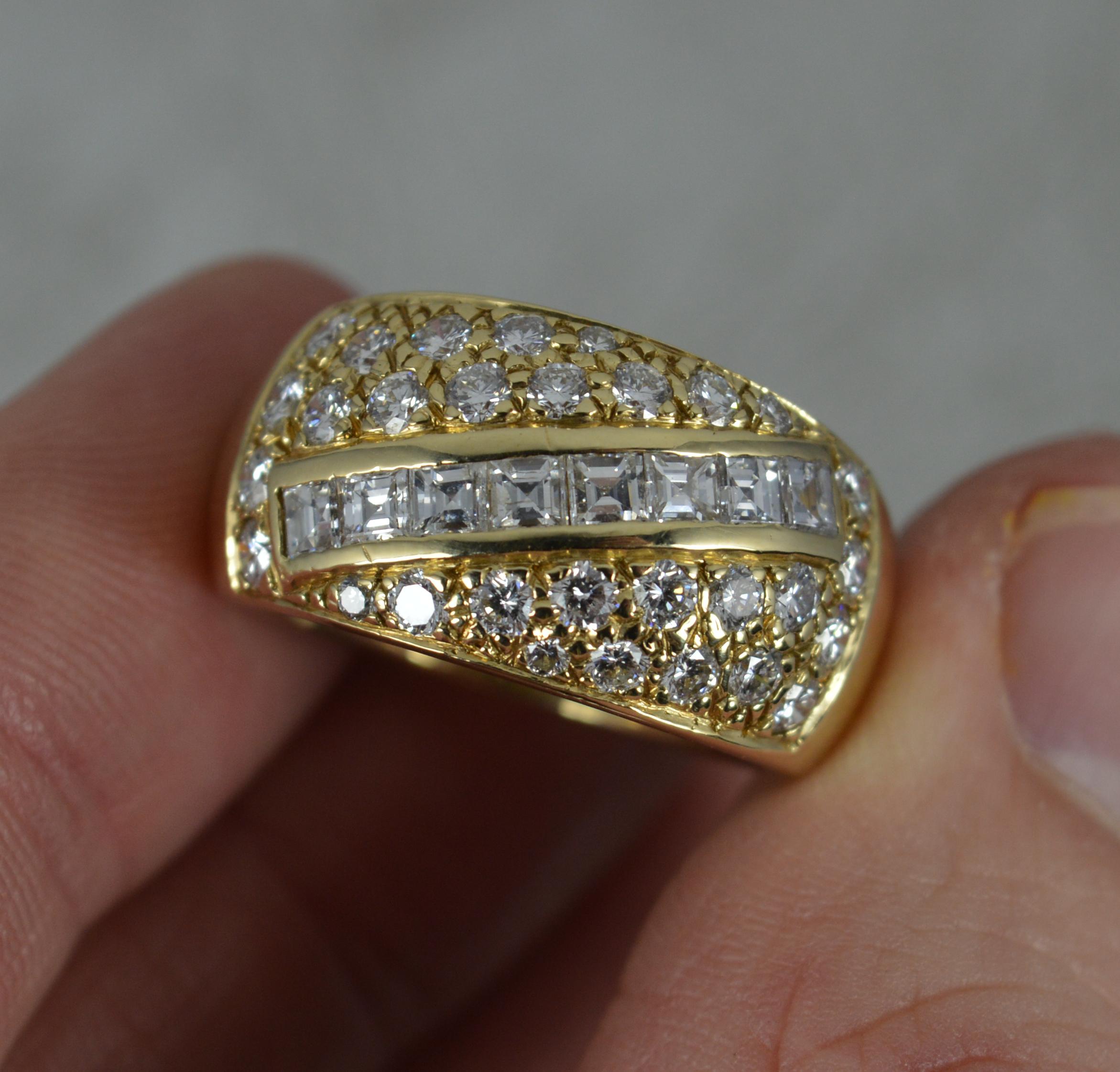 Heavy 1.85 Carat Diamond and 14 Carat Gold Bombe Cluster Ring For Sale 3