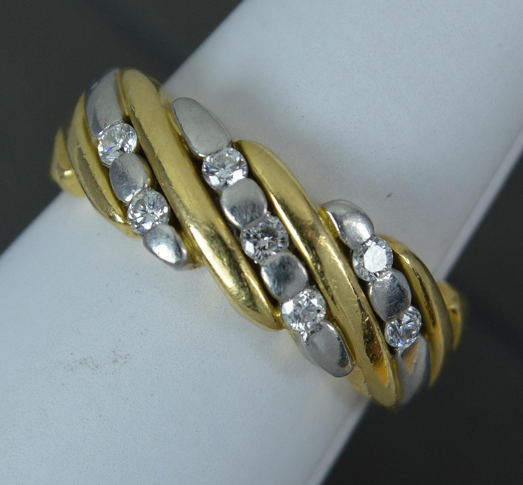 Heavy 18ct Gold and Platinum Diamond Band Ring 5