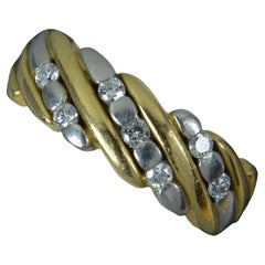 Heavy 18ct Gold and Platinum Diamond Band Ring