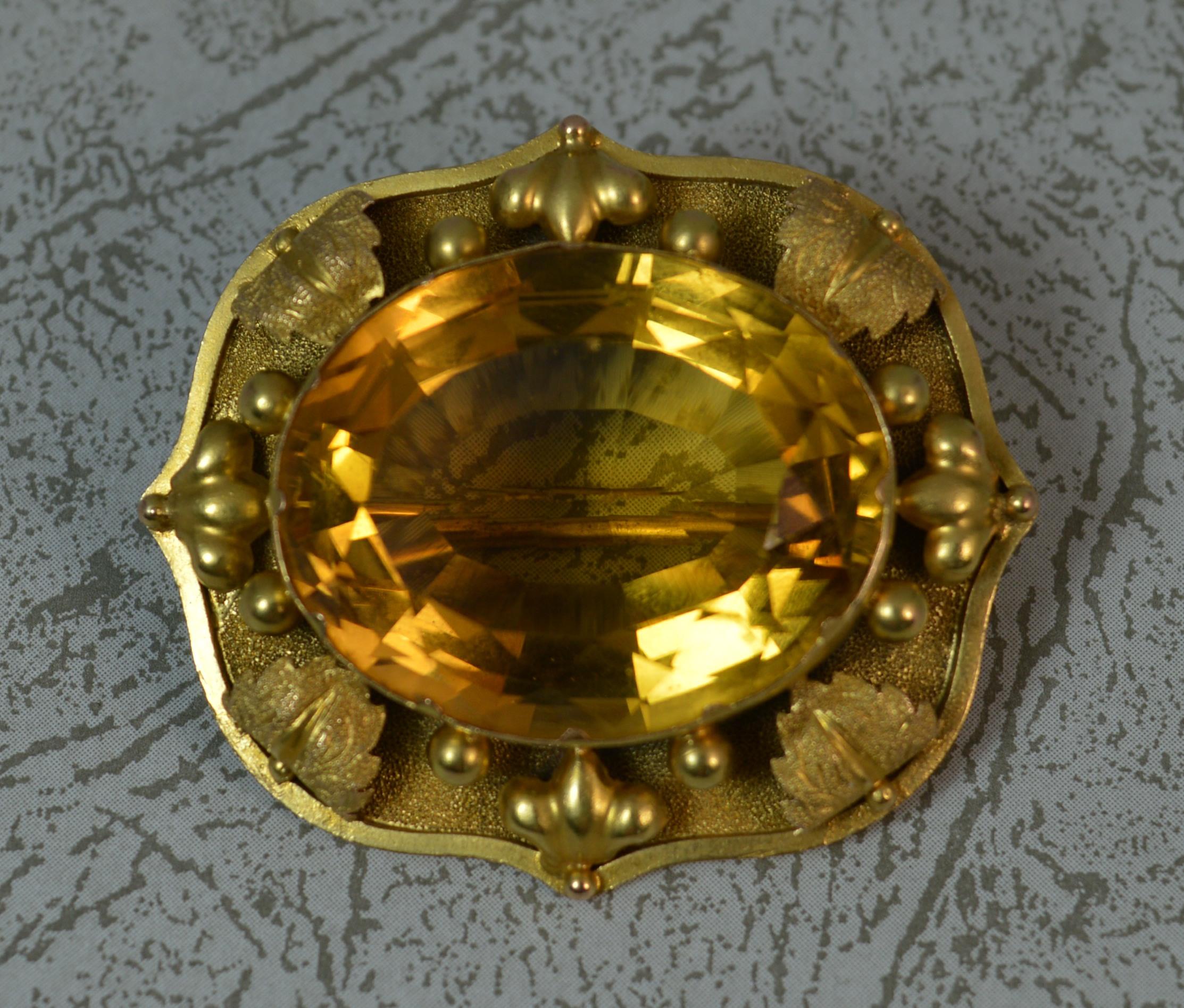 Heavy 18 Carat Gold and Citrine Statement Brooch, circa 1860 3