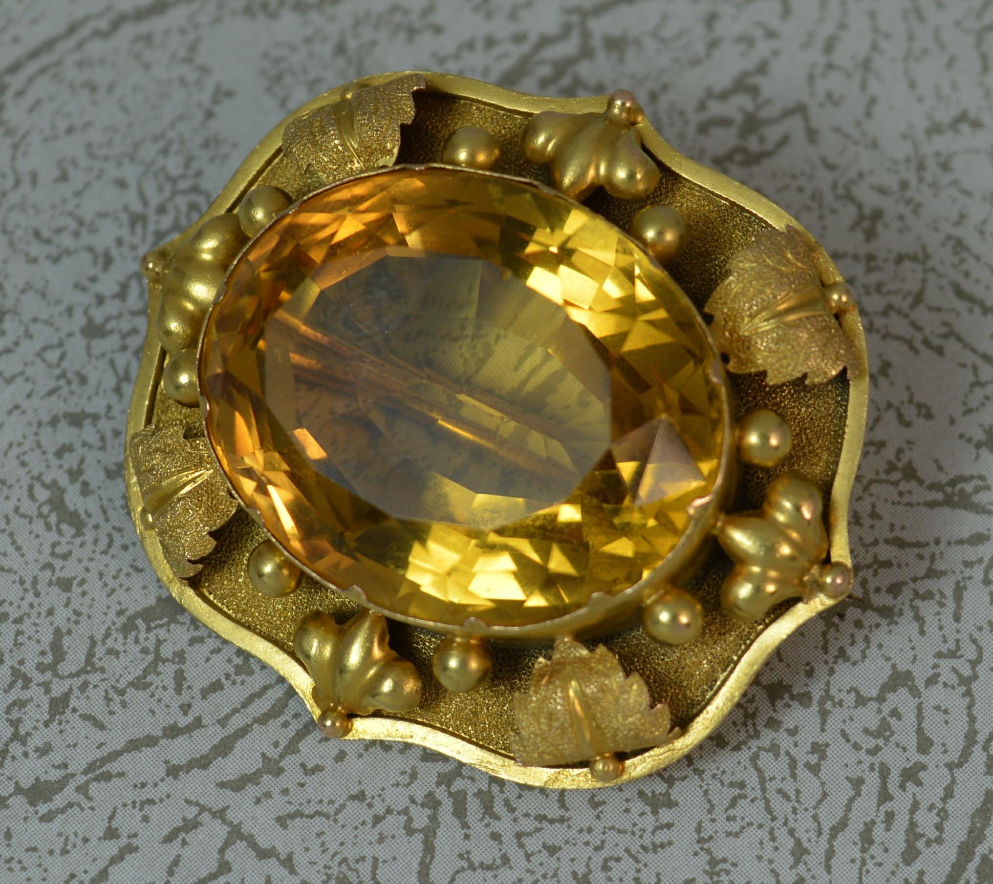 Heavy 18 Carat Gold and Citrine Statement Brooch, circa 1860 5