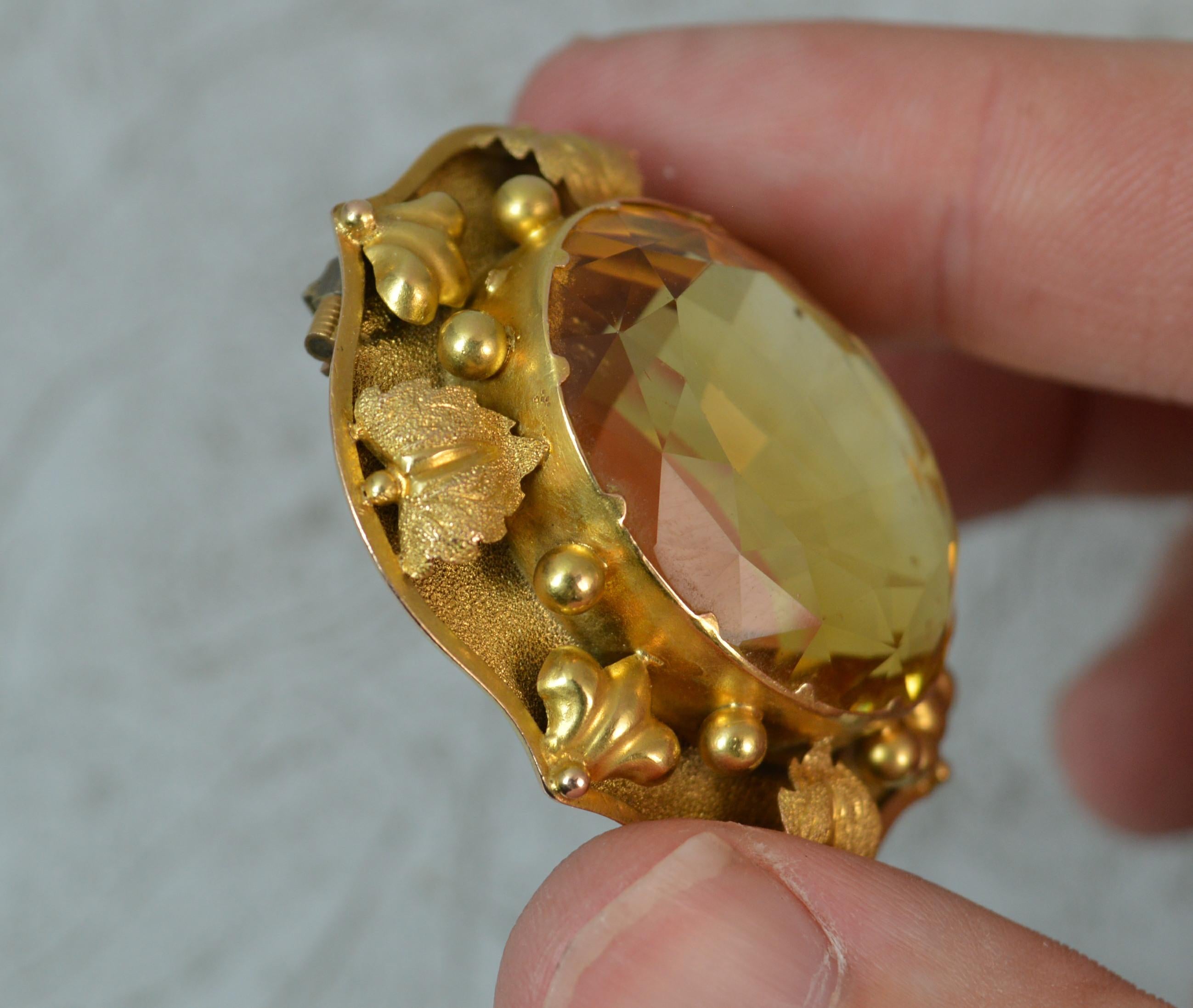 Heavy 18 Carat Gold and Citrine Statement Brooch, circa 1860 In Excellent Condition In St Helens, GB