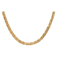 Heavy 18k Byzantine Square Chain Necklace with Heavy Large Lobster Clasp