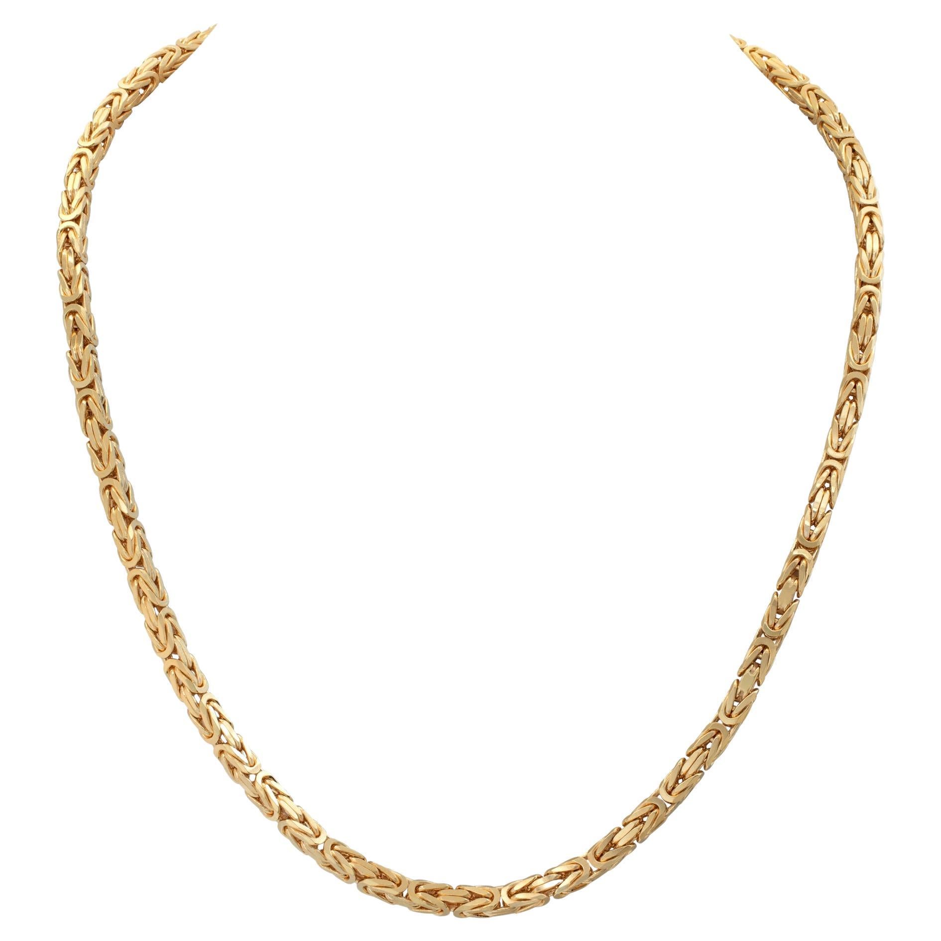 Heavy 18k Byzantine Square Chain Necklace with Heavy Large Lobster Clasp