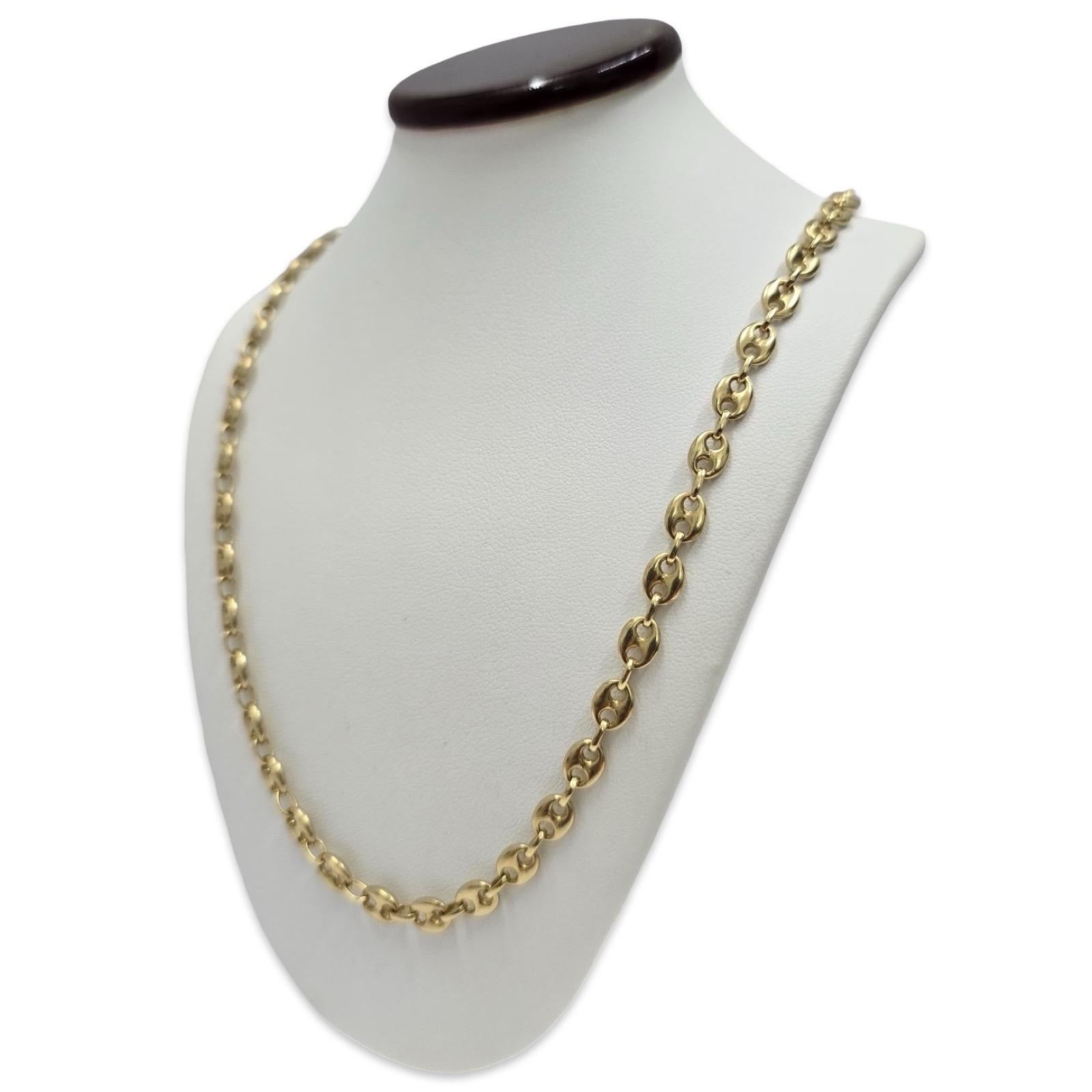 Women's or Men's Heavy 18K Gold 5.5mm Mariner Link Chain Necklace For Sale
