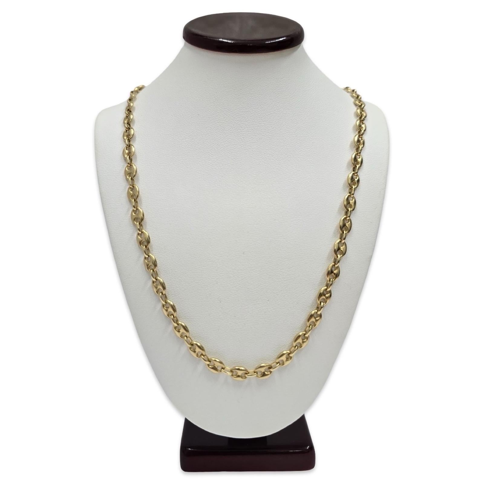 Heavy 18K Gold 5.5mm Mariner Link Chain Necklace For Sale 1