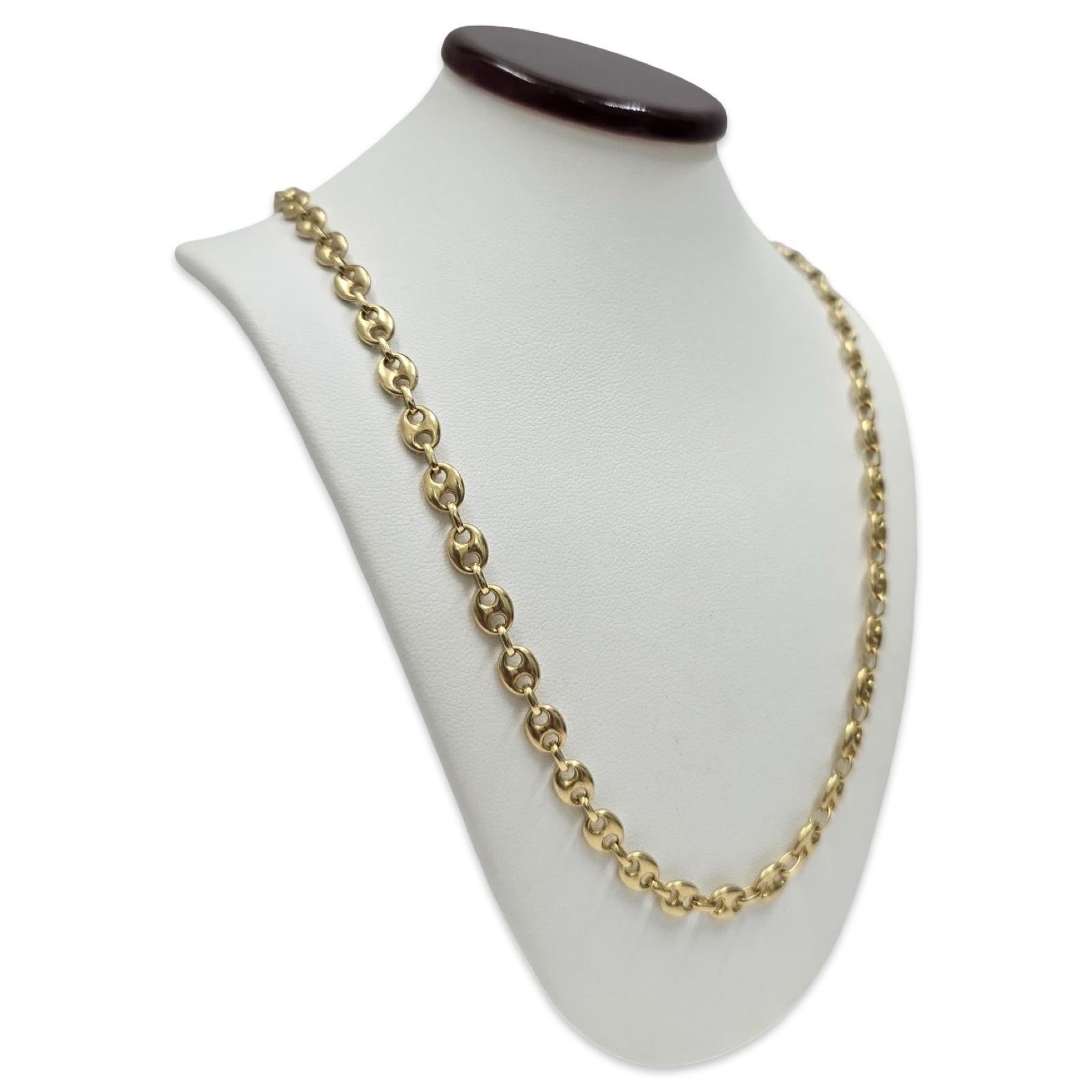Heavy 18K Gold 5.5mm Mariner Link Chain Necklace For Sale 2