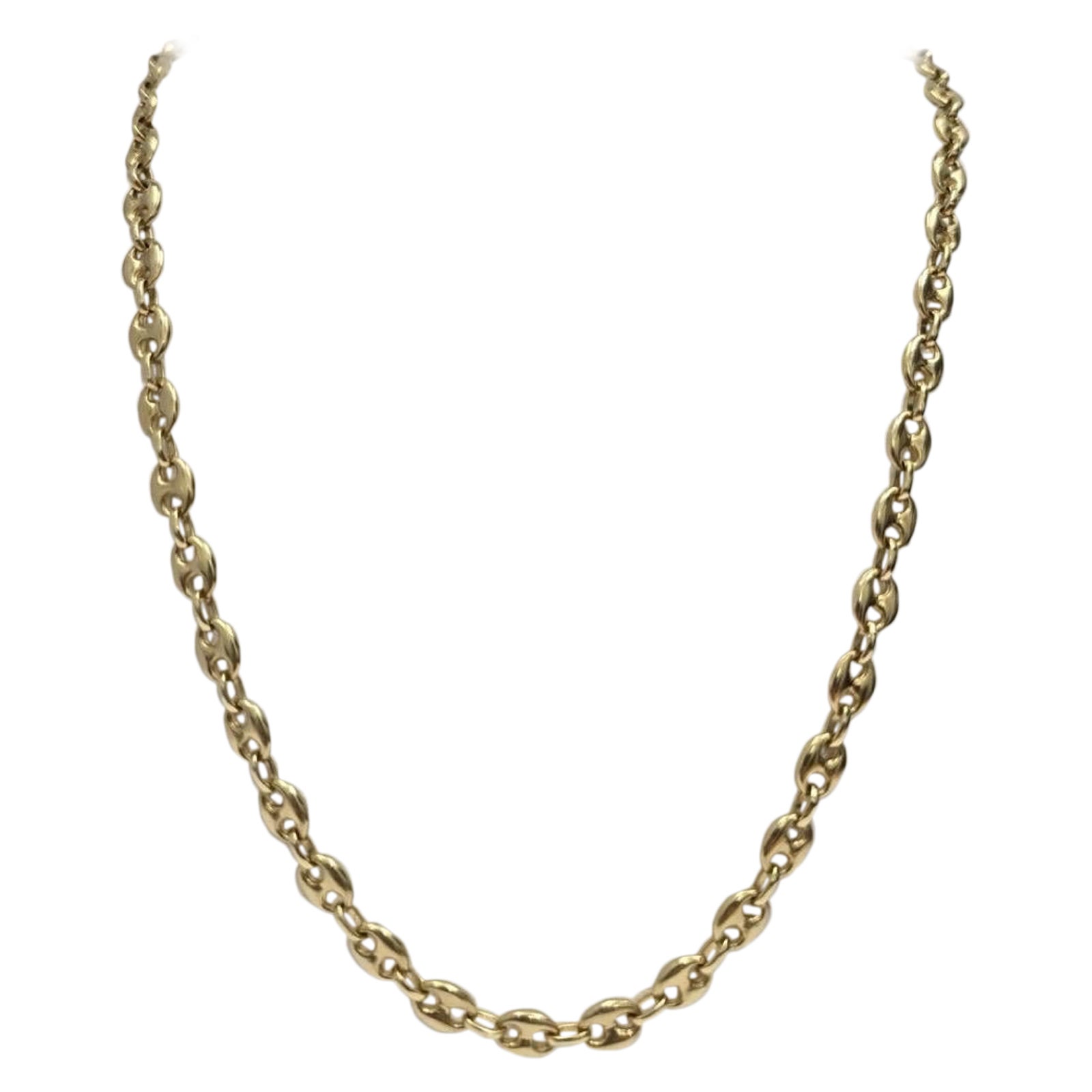 Heavy 18K Gold 5.5mm Mariner Link Chain Necklace