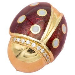Heavy 18k ladybug Brooch - Vintage estate Italian collar brooch - Payment 2 of 3