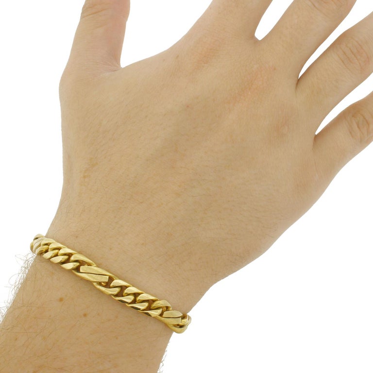 Heavy 18 Karat Solid Gold Fancy Miami Link Men's Bracelet Italy 51.2 ...