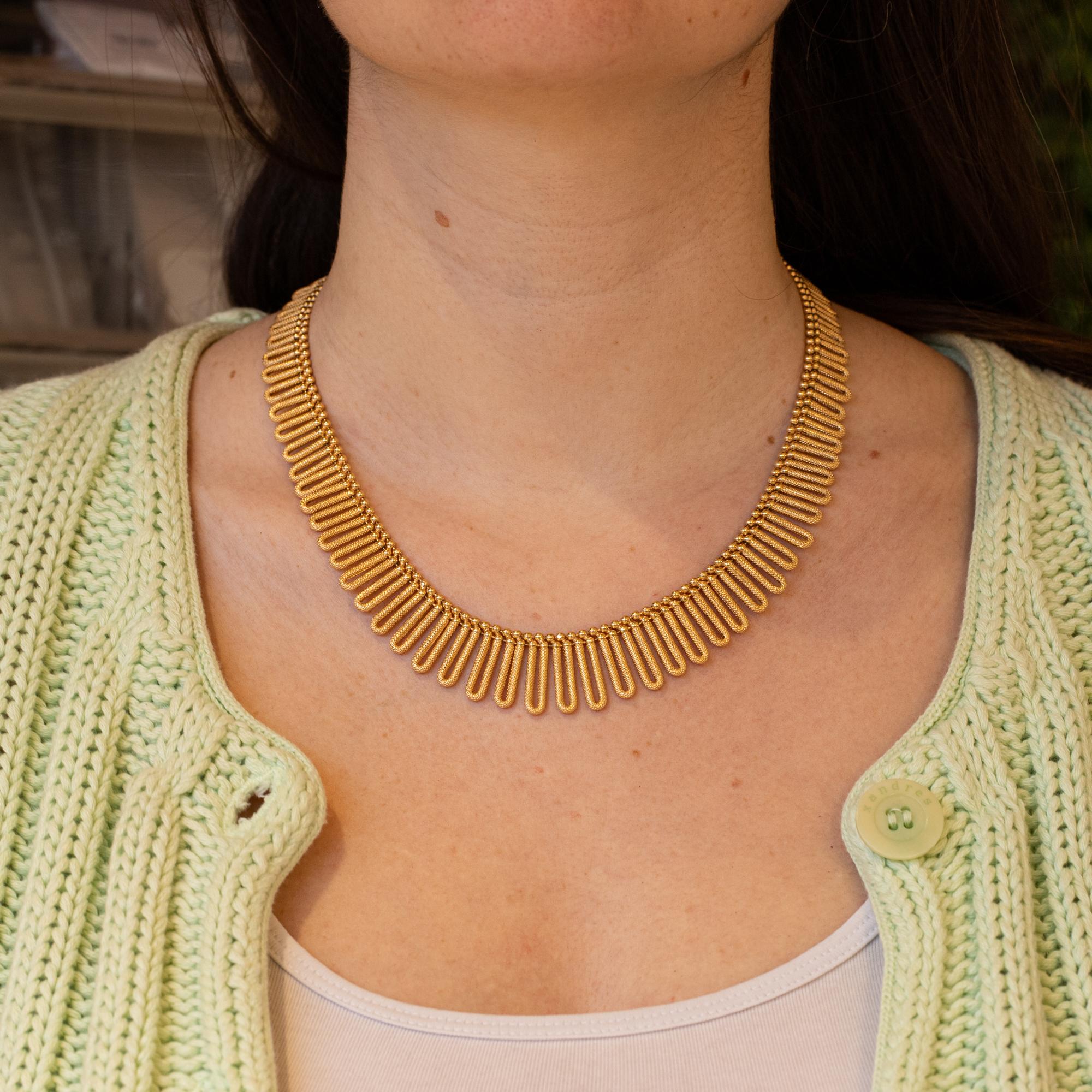 Heavy 18k solid gold Necklace - 60's Italian drapery, Cleopatra collar - 48.2 gr 6