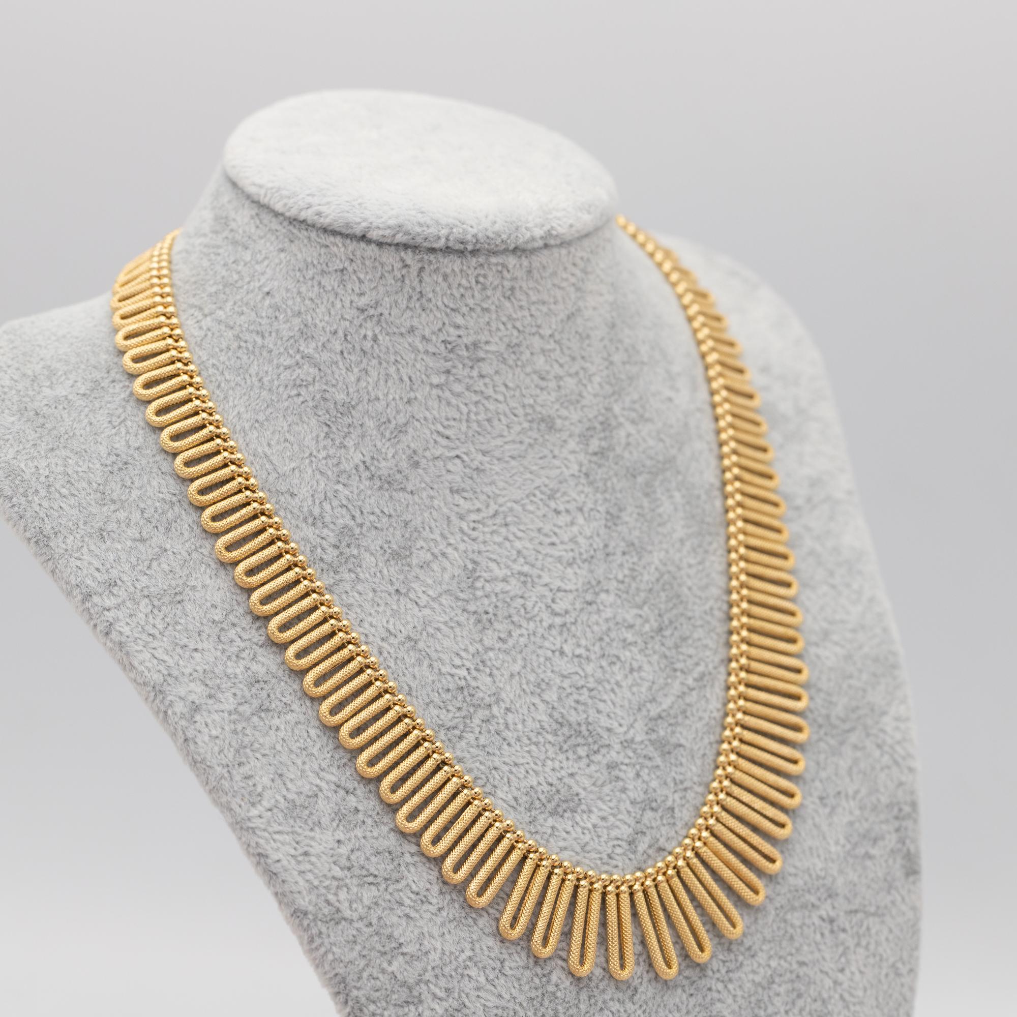 Heavy 18k solid gold Necklace - 60's Italian drapery, Cleopatra collar - 48.2 gr In Good Condition In Antwerp, BE