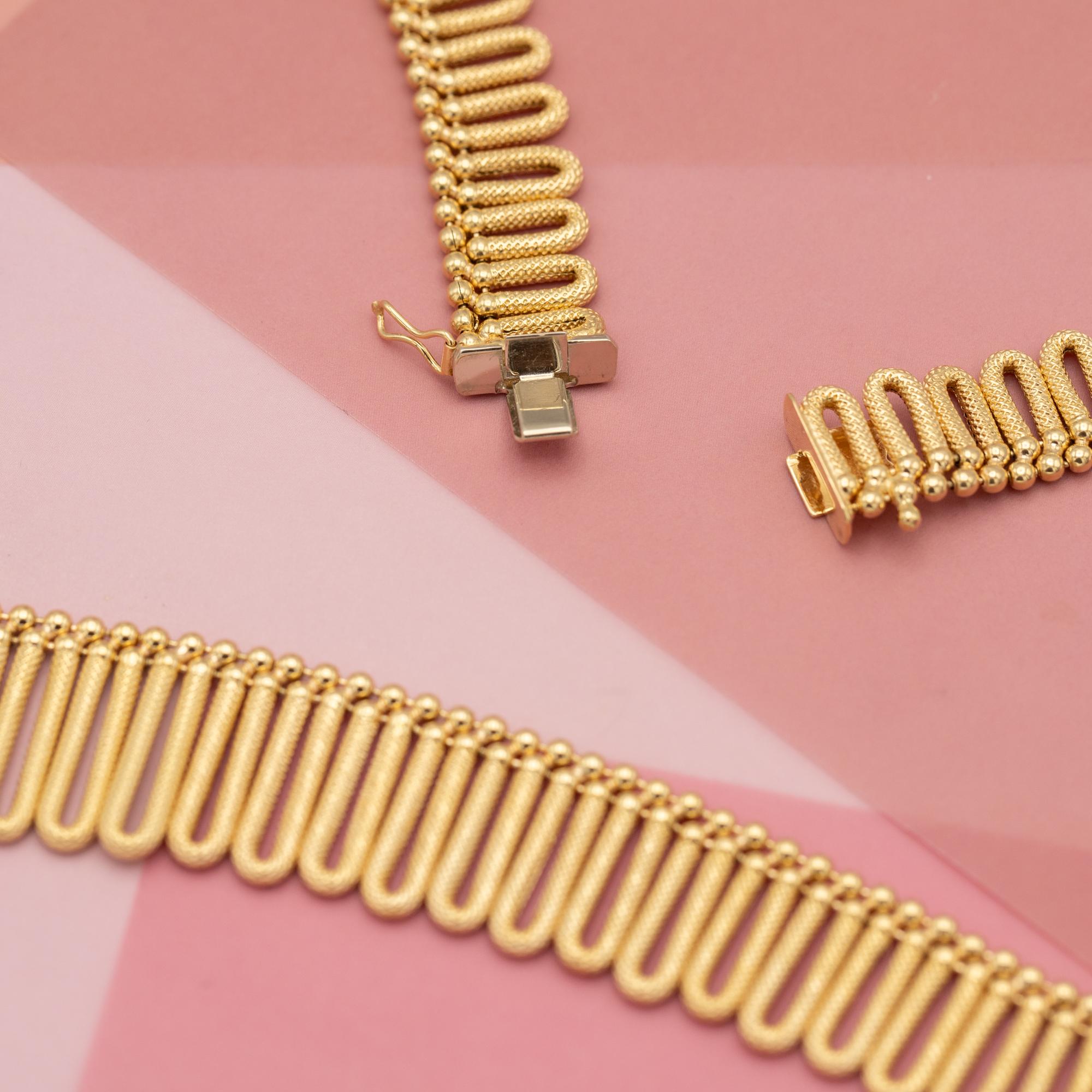 Heavy 18k solid gold Necklace - 60's Italian drapery, Cleopatra collar - 48.2 gr 4
