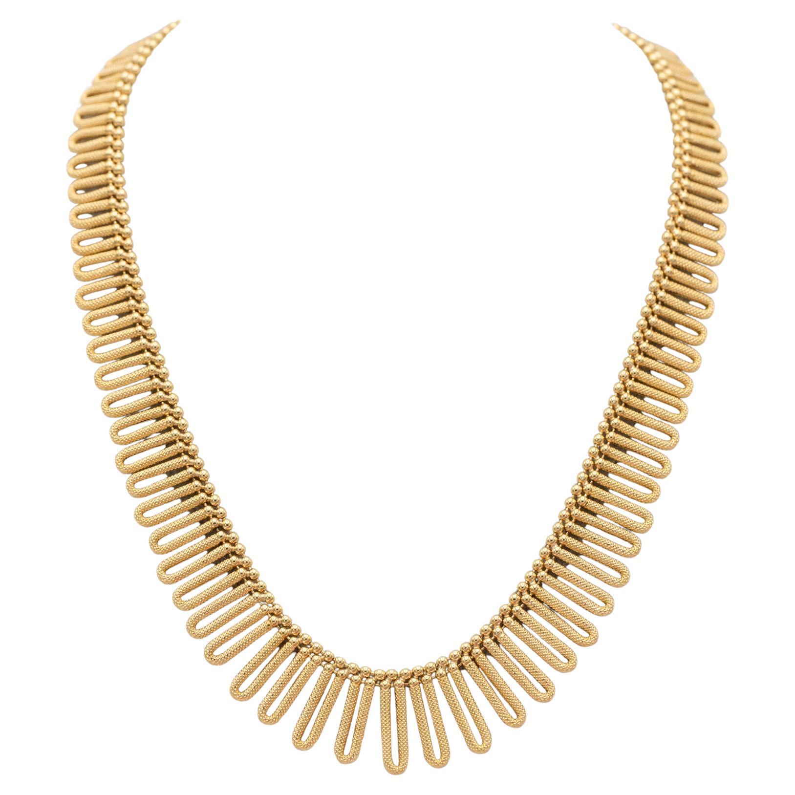 Collier lourd en or massif 18 carats - draperie italienne des années 60, collier de Cléopâtre - 48.2 gr