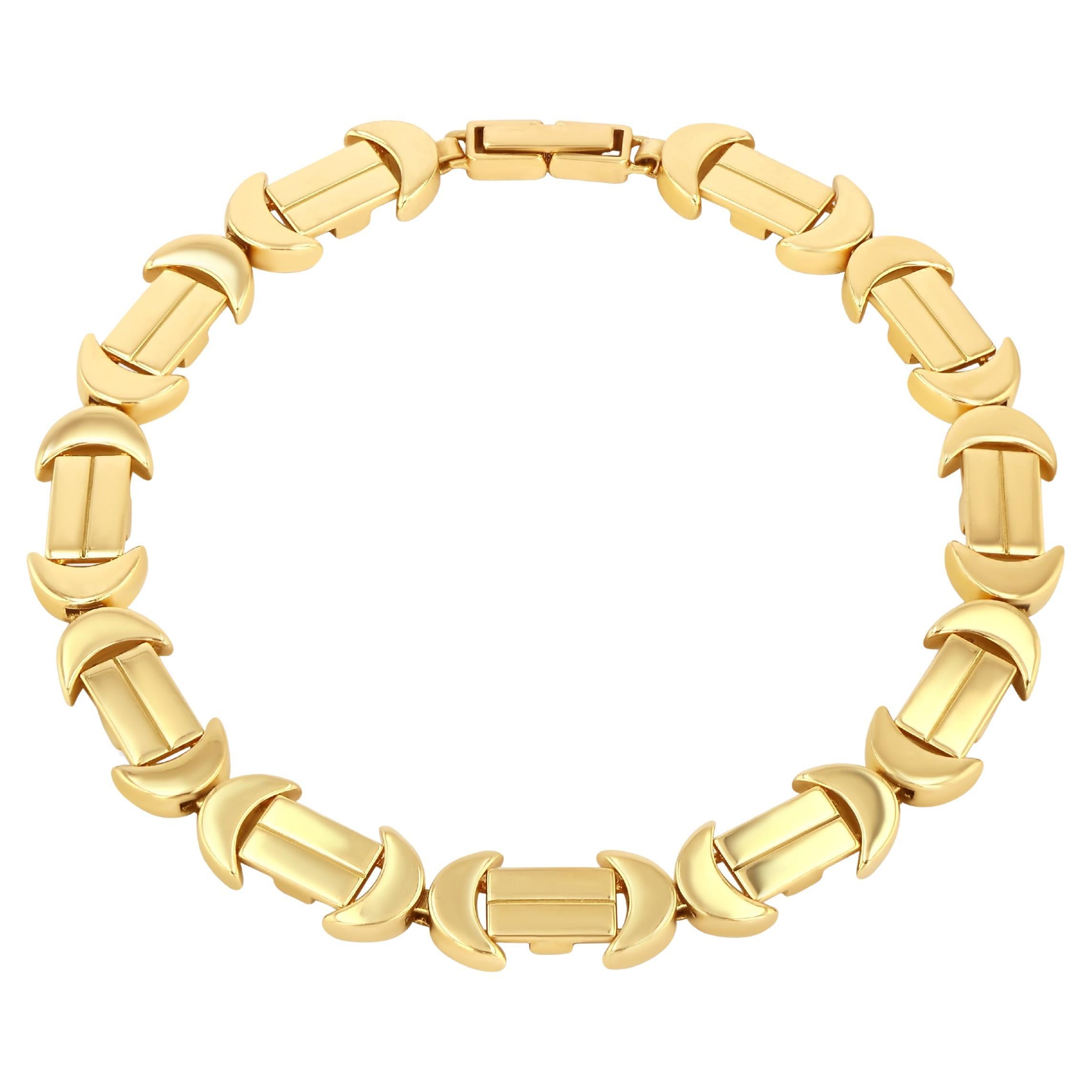 Bracelet lourd en or jaune massif 18k avec maillons en chaîne faits à la main en vente