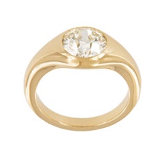Anello solitario in oro giallo 18k da 1,93 carati GIA con diamante antico taglio europeo