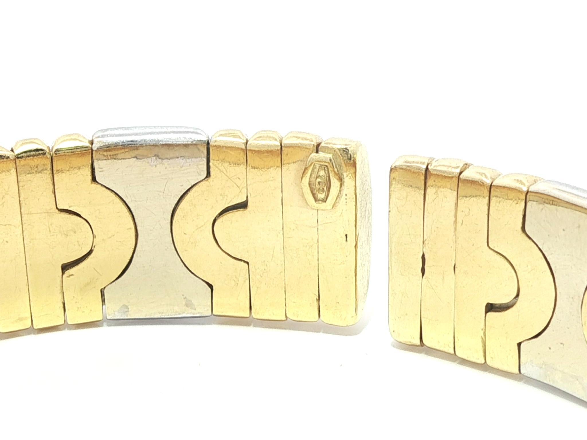 Bracciale flessibile pesante in oro giallo e bianco 18k con diamante da 1 carato a 5 sezioni In condizioni buone in vendita a Montclair, NJ