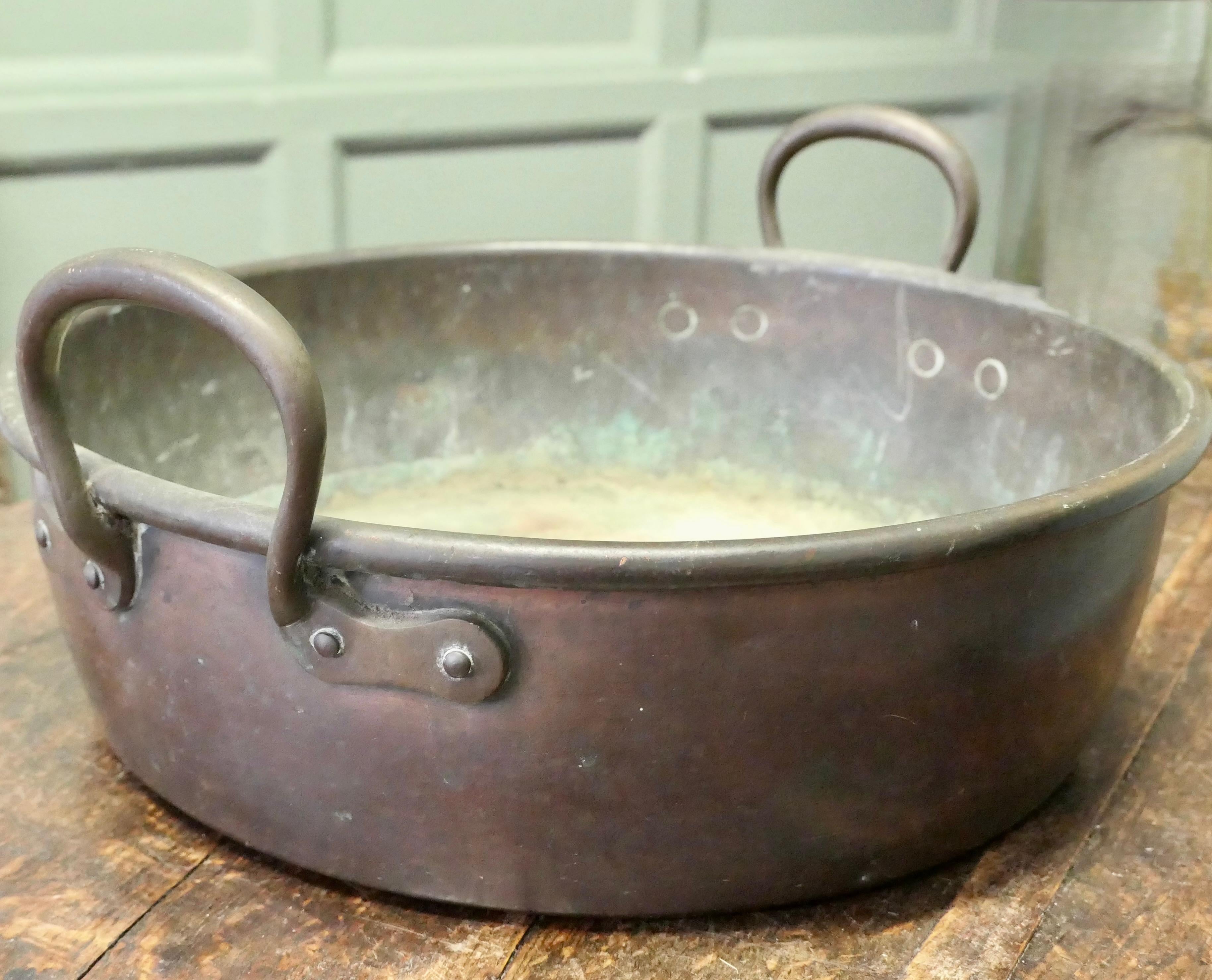 Victorian Heavy 19th Century Copper Preserving Pan For Sale