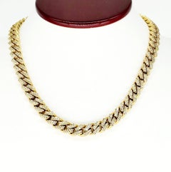 Heavy 24.00 Carat Diamonds Miami Cuban Link Choker Gold Chain 17 Inches
