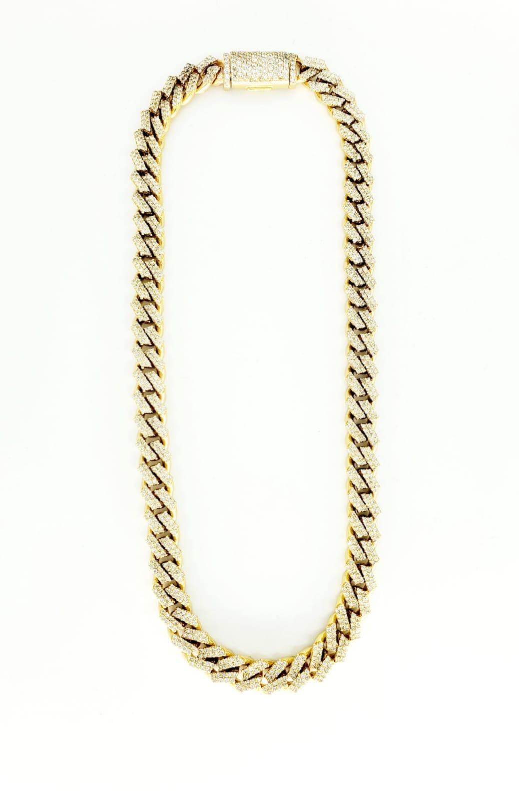 Round Cut Heavy 24.00 Carat Diamonds Miami Cuban Link Choker Gold Chain 17 Inches