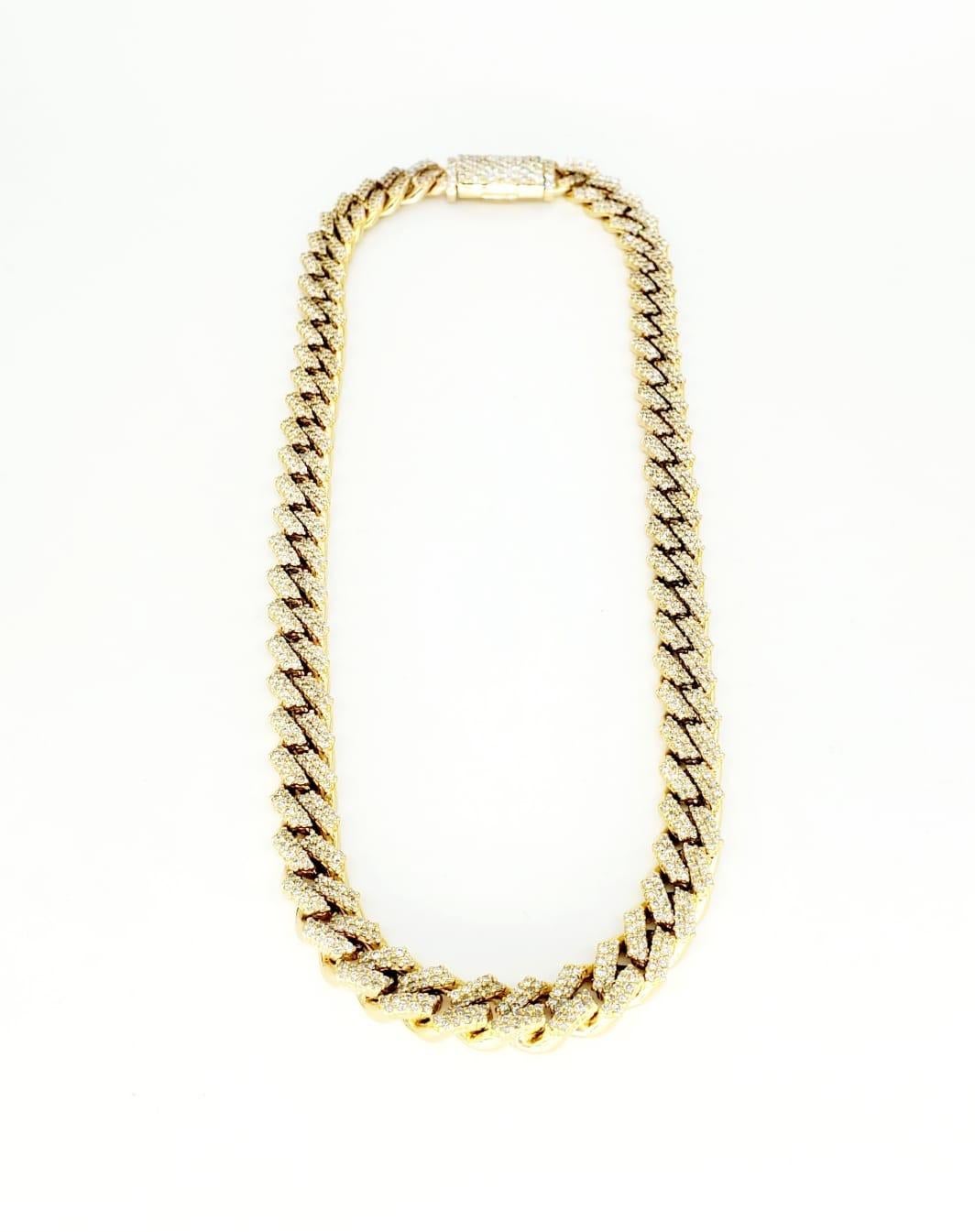 Women's or Men's Heavy 24.00 Carat Diamonds Miami Cuban Link Choker Gold Chain 17 Inches