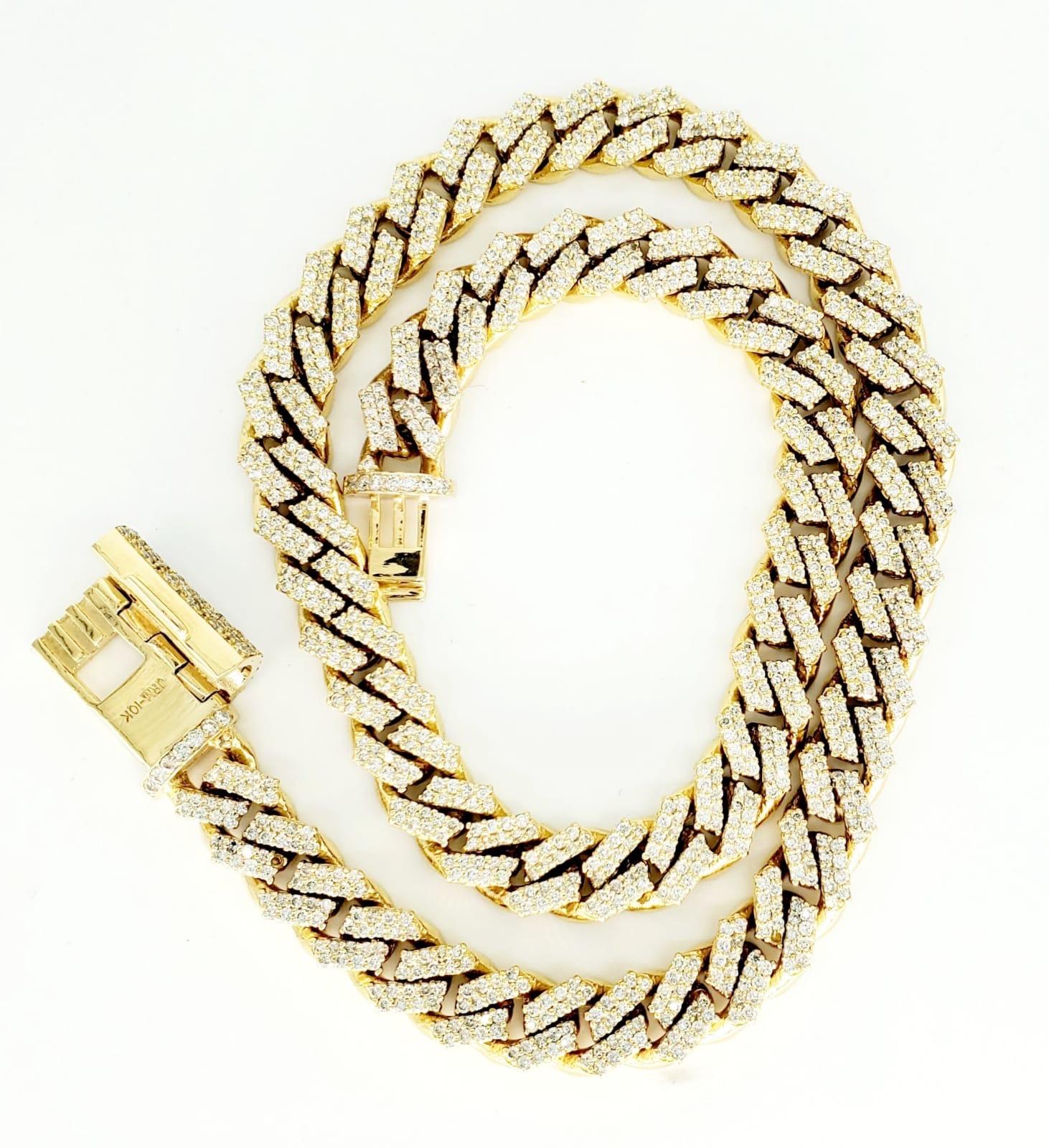 Heavy 24.00 Carat Diamonds Miami Cuban Link Choker Gold Chain 17 Inches 1