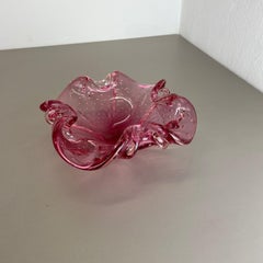 Heavy 3.7kg Rare Extra Large Shell Bowl "PINK BUBBLE" Murano Glass, Italy, 1970