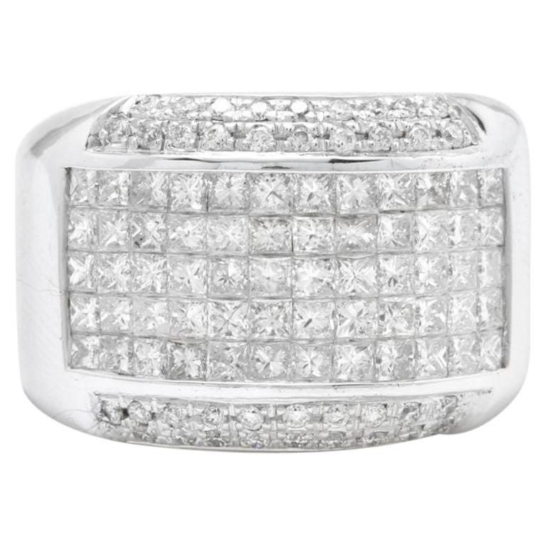 Heavy 5.00 Carat Natural Diamond 14 Karat Solid White Gold Men's Ring