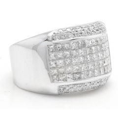 Heavy 5.00 Carat Natural Diamond 14 Karat Solid White Gold Men's Ring